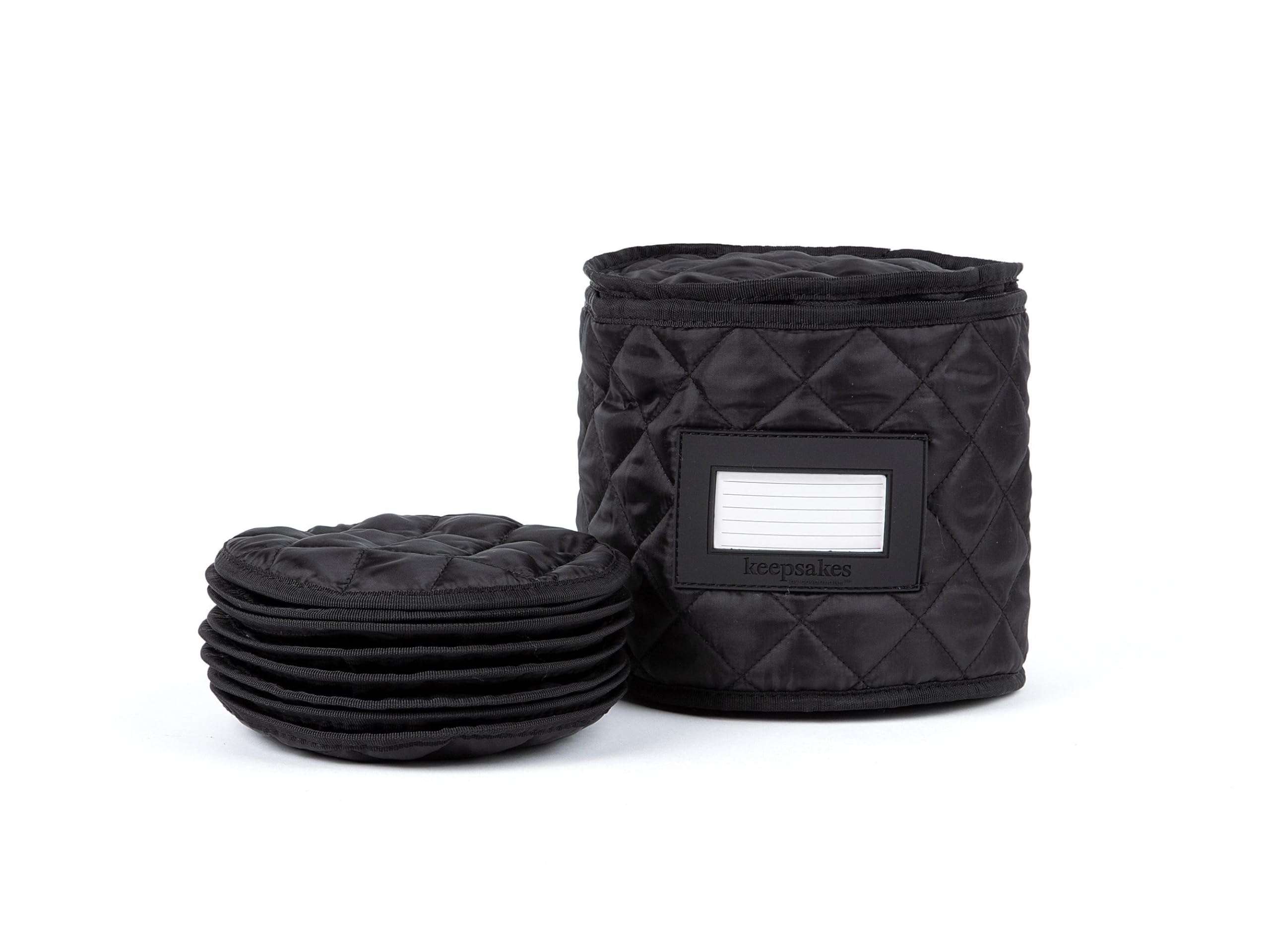 Covermates Keepsakes - Dish Storage - Padded Protection - ID Window - Stain Resistant - Machine Washable - China Storage, Black 1