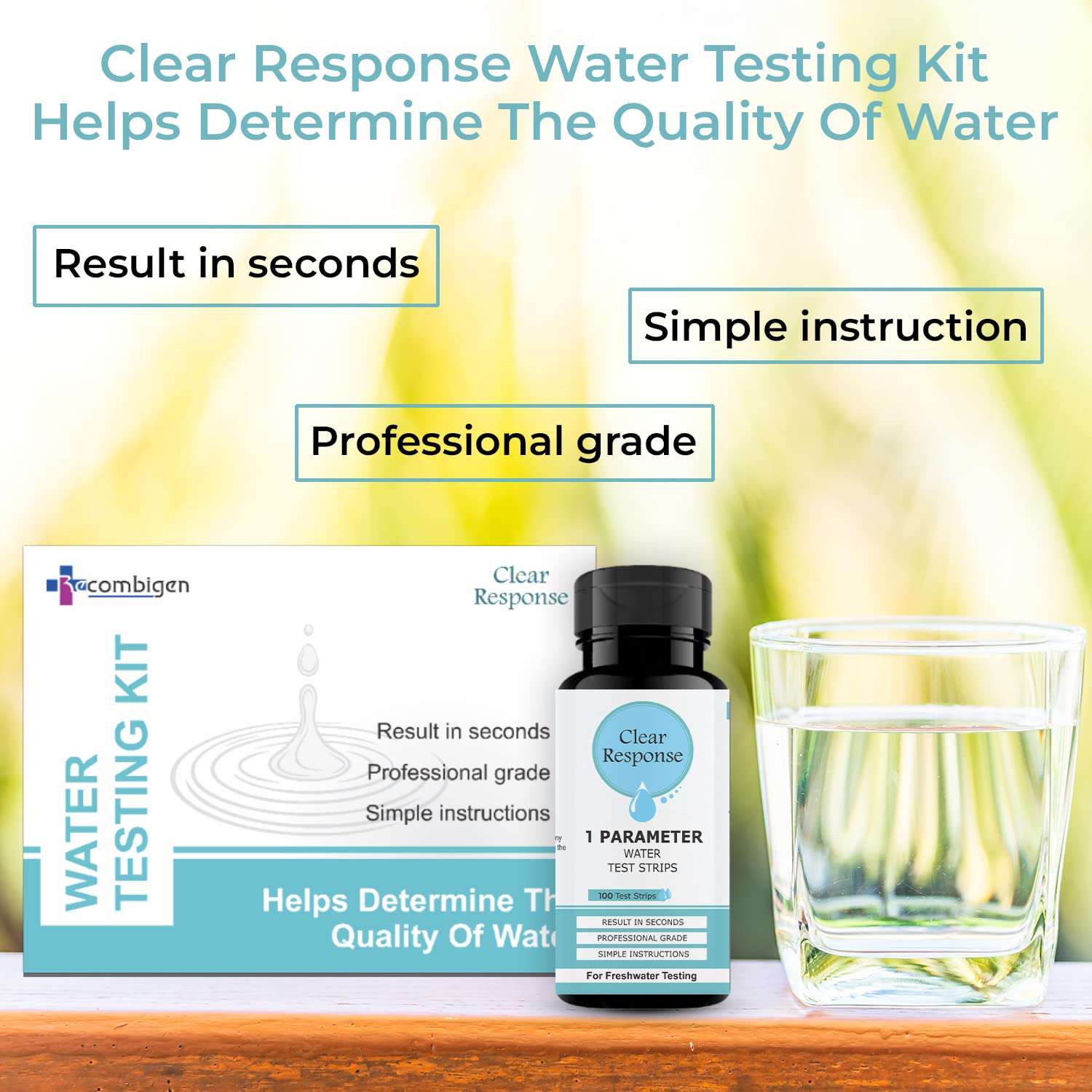 Clear Response 100 Water Testing Strips, Water Quality Test Strips Freshwater Test Kit for Hardness 6