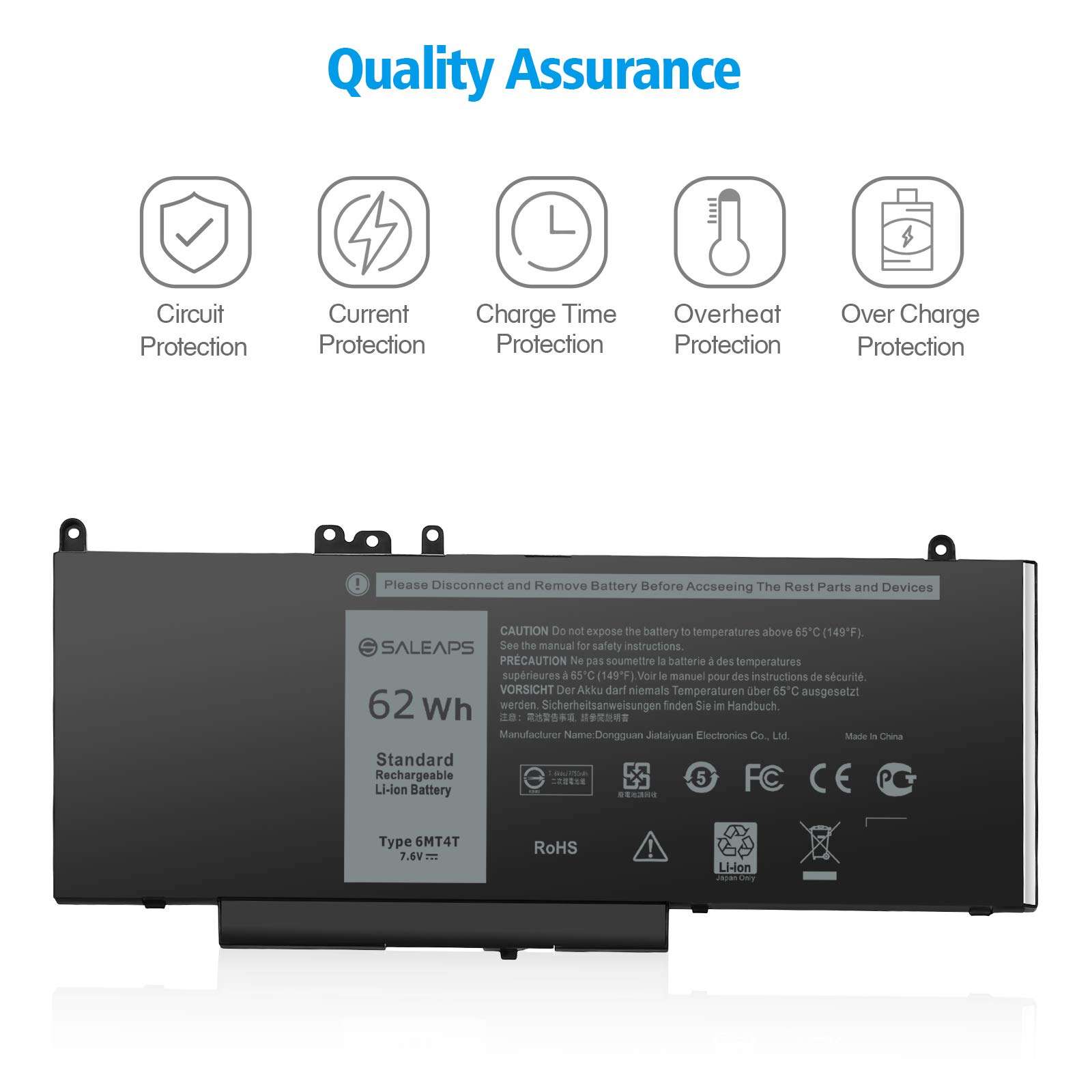 SALEAPS 6MT4T Laptop Battery for Dell Latitude E5570 E5470 Precision 15 3510 M3510 Notebook, Fits 7V69Y TXF9M 79VRK 07V69Y 0HK6DV 079VRK 0TXF9M [7.6V 62Wh] 5