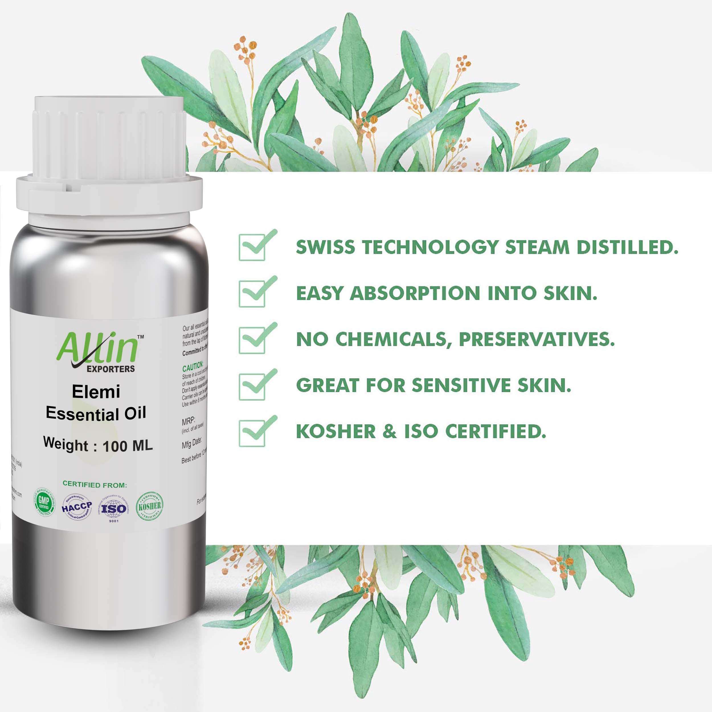Allin Exporters Elemi Essential Oil Pure Natural Undiluted Organic Therapeutic Grade for Aromatherapy & Other Benefits (100 ML) 4