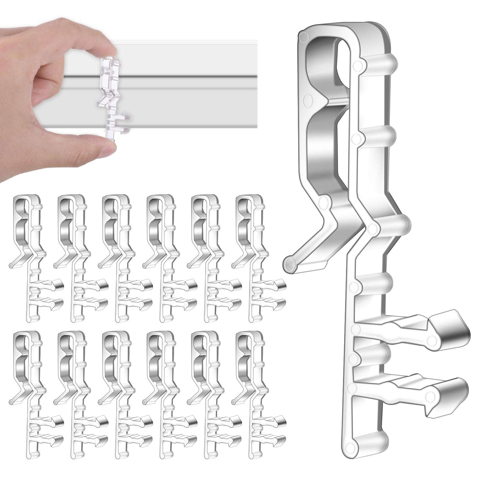 Valance Clips for Blinds, 12 Pcs 2-1/8inch Clear Plastic Blind Clips Mini Hidden Channel Blind Valance-Clip Window Blinds Retainer Holder Clip for The Valance with a Groove in The Back