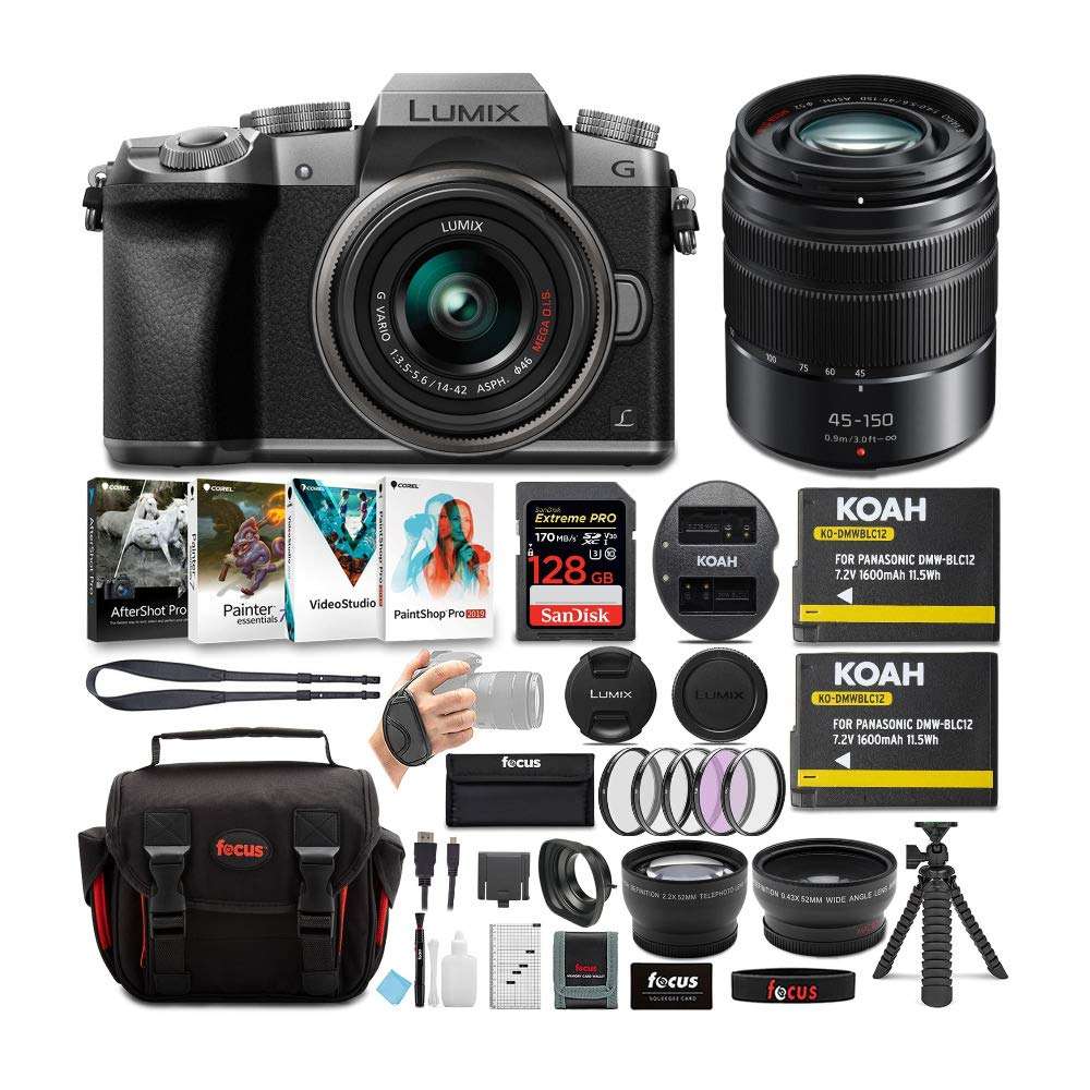 Panasonic LUMIX G7 Mirrorless Camera (Silver) with Lens and Accessory Bundle 1