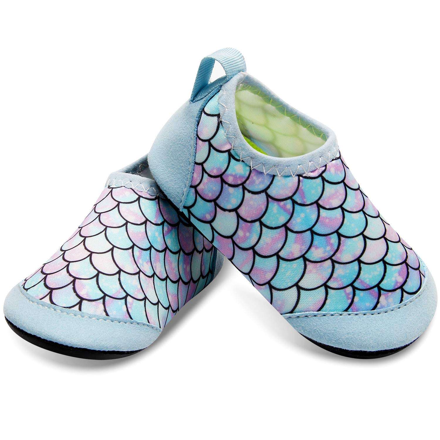 JIASUQI Baby Boys Girls Athletic Water Skin Shoes Socks for Beach River Boating Blue Scale 12-18 Months 4