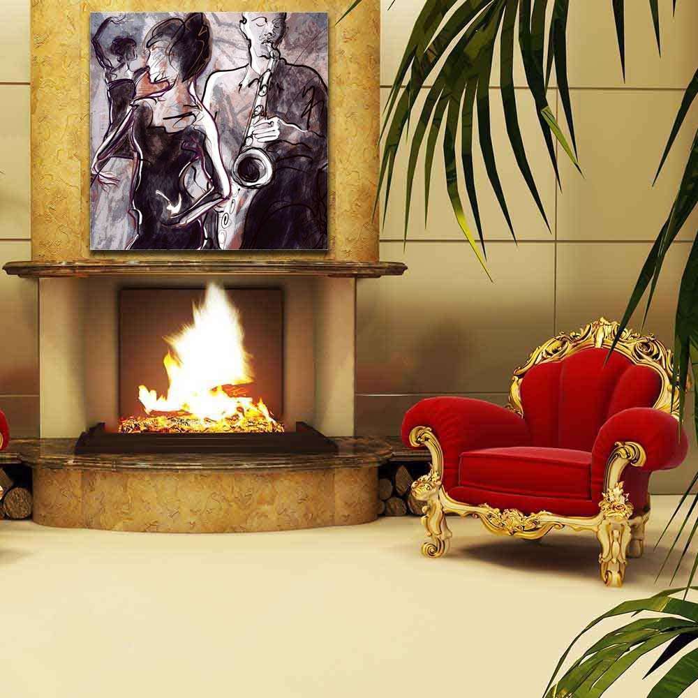 Pitaara Box Jazz Band with Dancers | Peel & Stick Vinyl Wall Sticker for Bedroom & Living Room | 16 x 16 inch (41 x 41 cms) 6