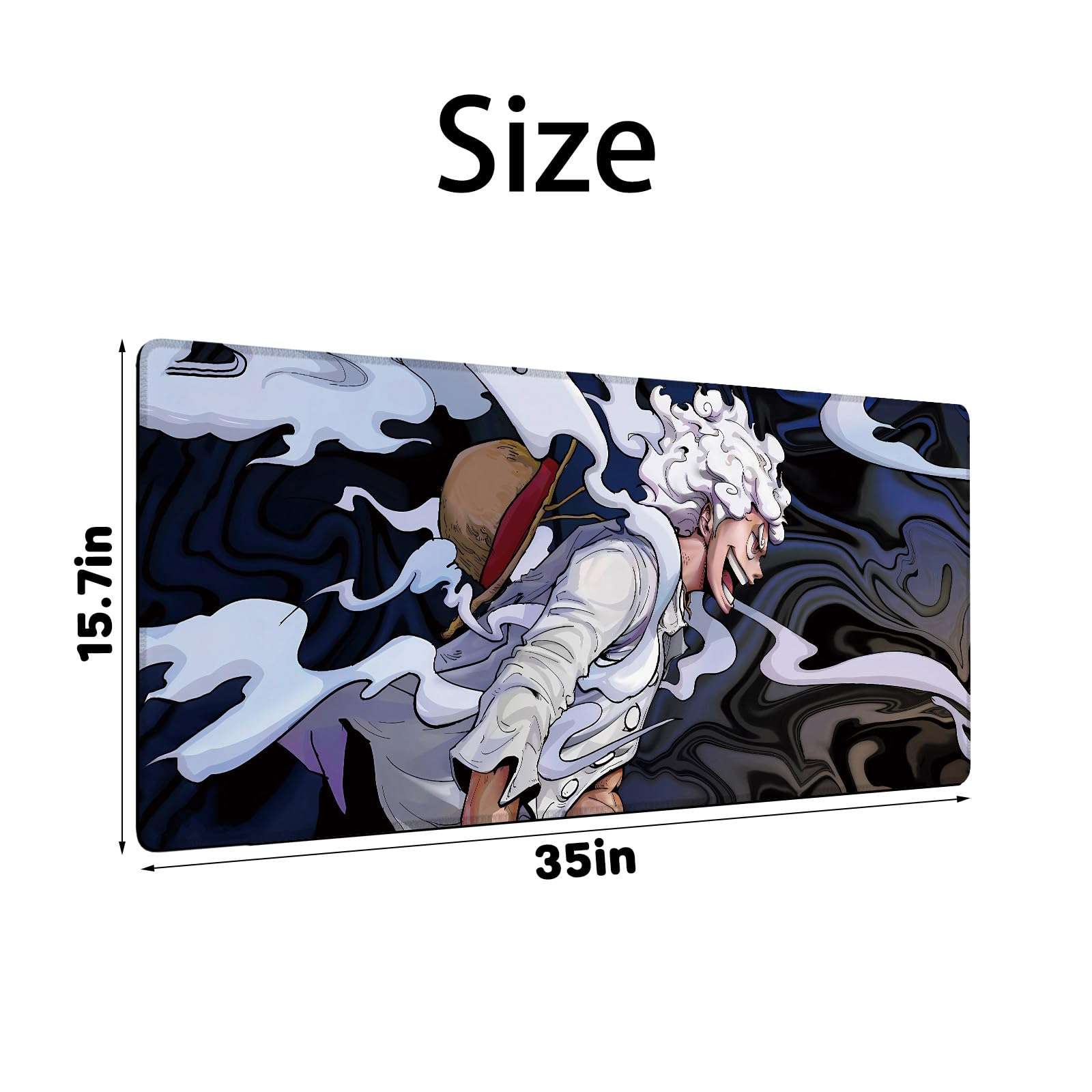 Anime Mouse Pad Gear 5 Luffy HD Print One Piece Mouse Pad Non-Slip Base and Stitched Edge Mouse pad Large Gaming Mouse Pad for Desk 35.5 x 15.7inch 5