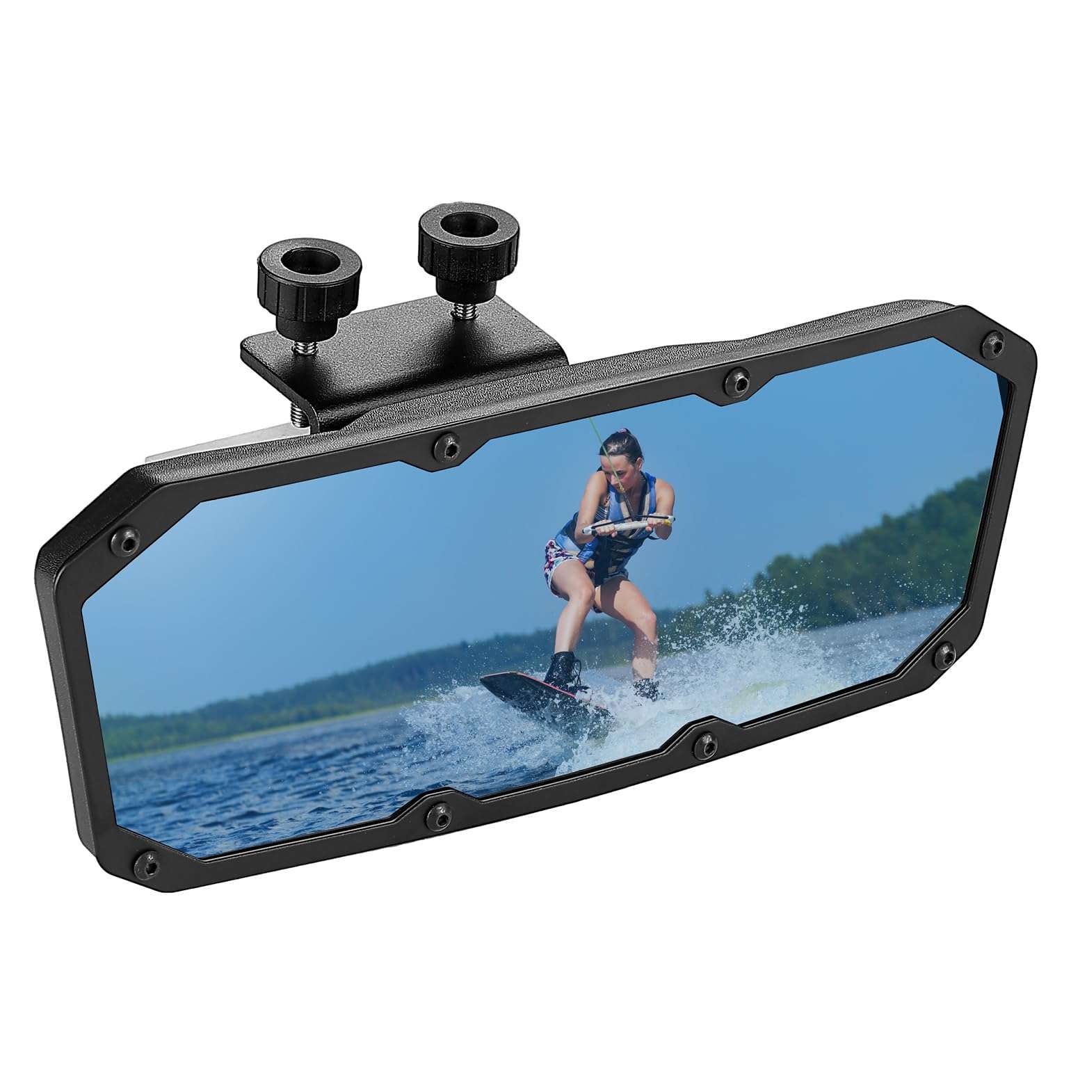 KEMIMOTO Rear View Boat Mirror, Anti Glare Marine Mirror Blue Rearview Mirror with Panoramic Wide Angle for Ski Boat Pontoon Watercraft Surfing 1
