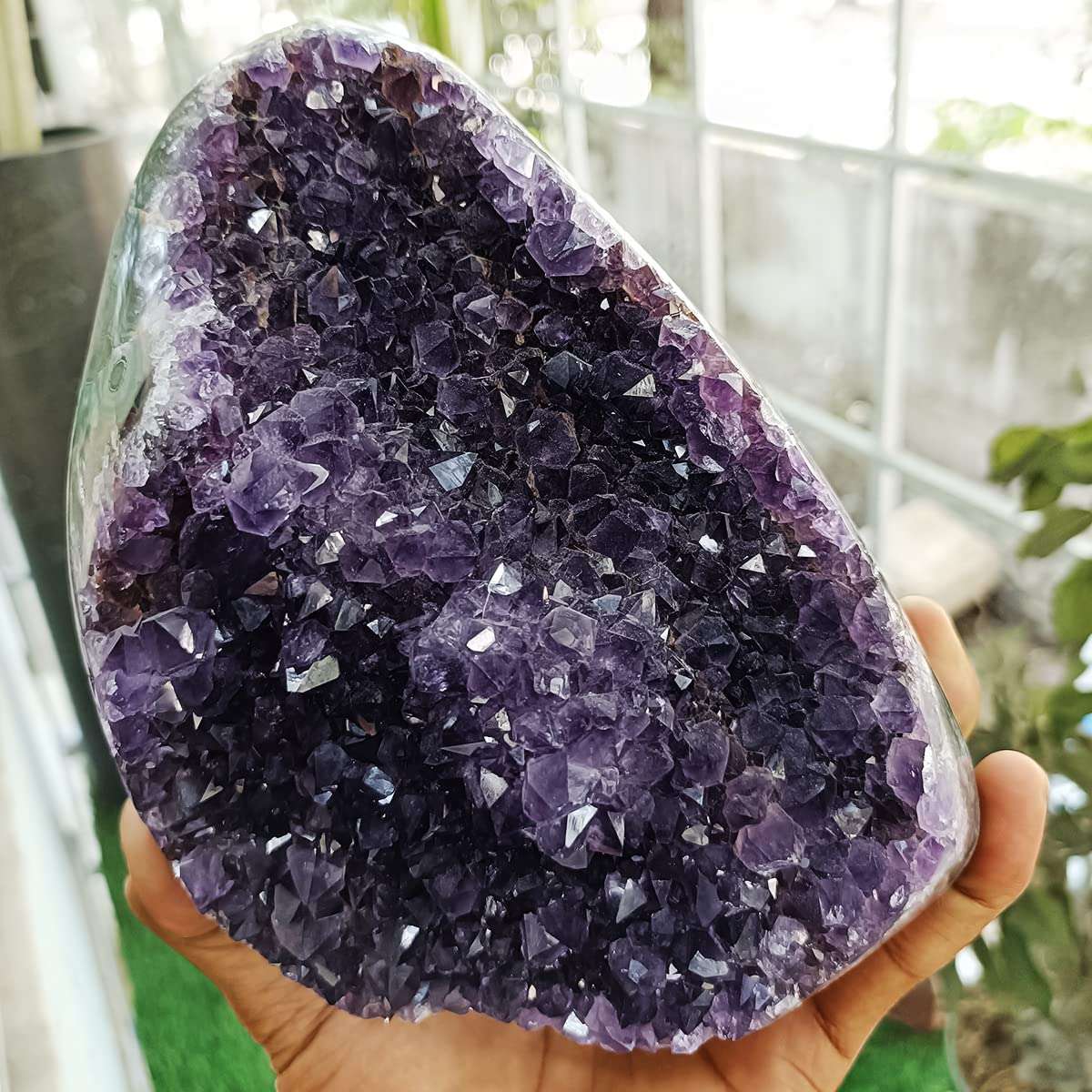 9Dzine Amethyst Artigas Violet Quartz Gemstone Dark Purple Amethyst Cluster Point Geode 1600-1800 Gm Amethyst Cluster Gemstone Cave Mineral Specimens Amethyst Cluster Big Point for Decoration 6
