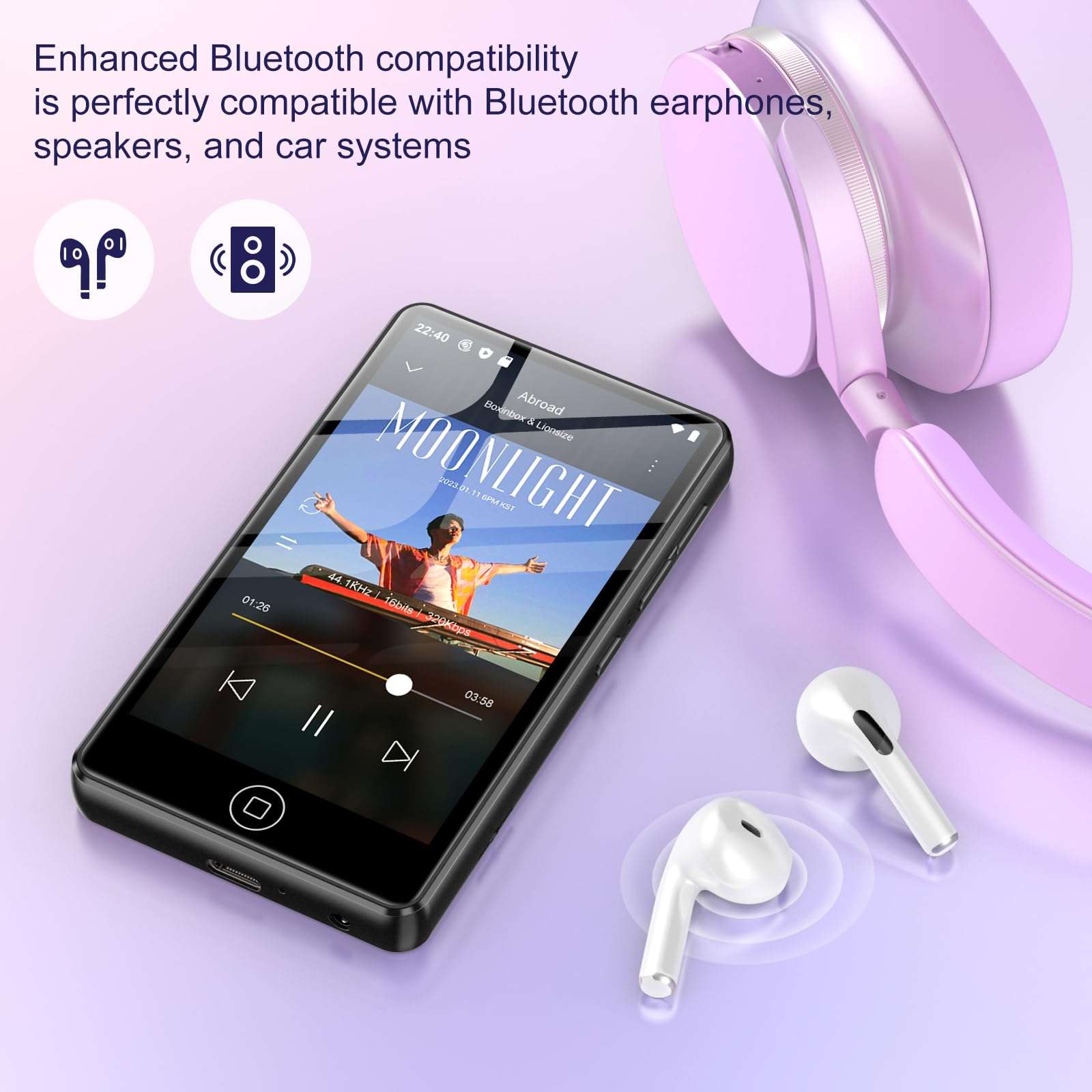 144GB MP3 Player with Bluetooth and WiFi,MP3 & MP4 Players with 4.02-inch Touchscreen and Speaker,Spotify Music Players with Pandora,Audible,Amazon Music,Spotify,Play Store,Up to 1TB 4
