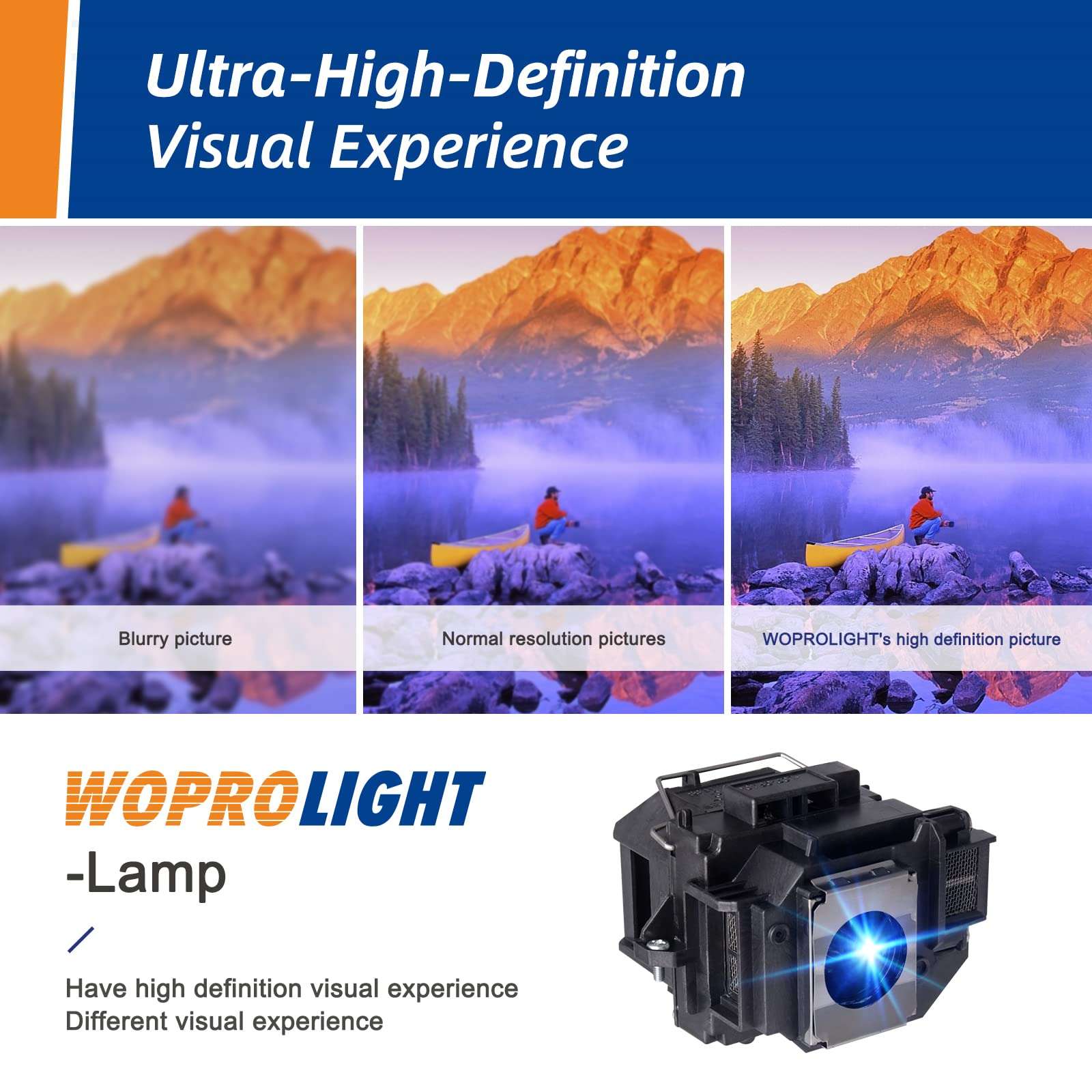 Woprolight EPSON ELP54 Replacement Projector Lamp for Epson Cinema 705HD S7 S9 X9 S8 X7 EX31 EX51 EX71 EX5200 EX7200 EX3200 S10 H310A H311A H331A H368A H369A H376A Projectors 3