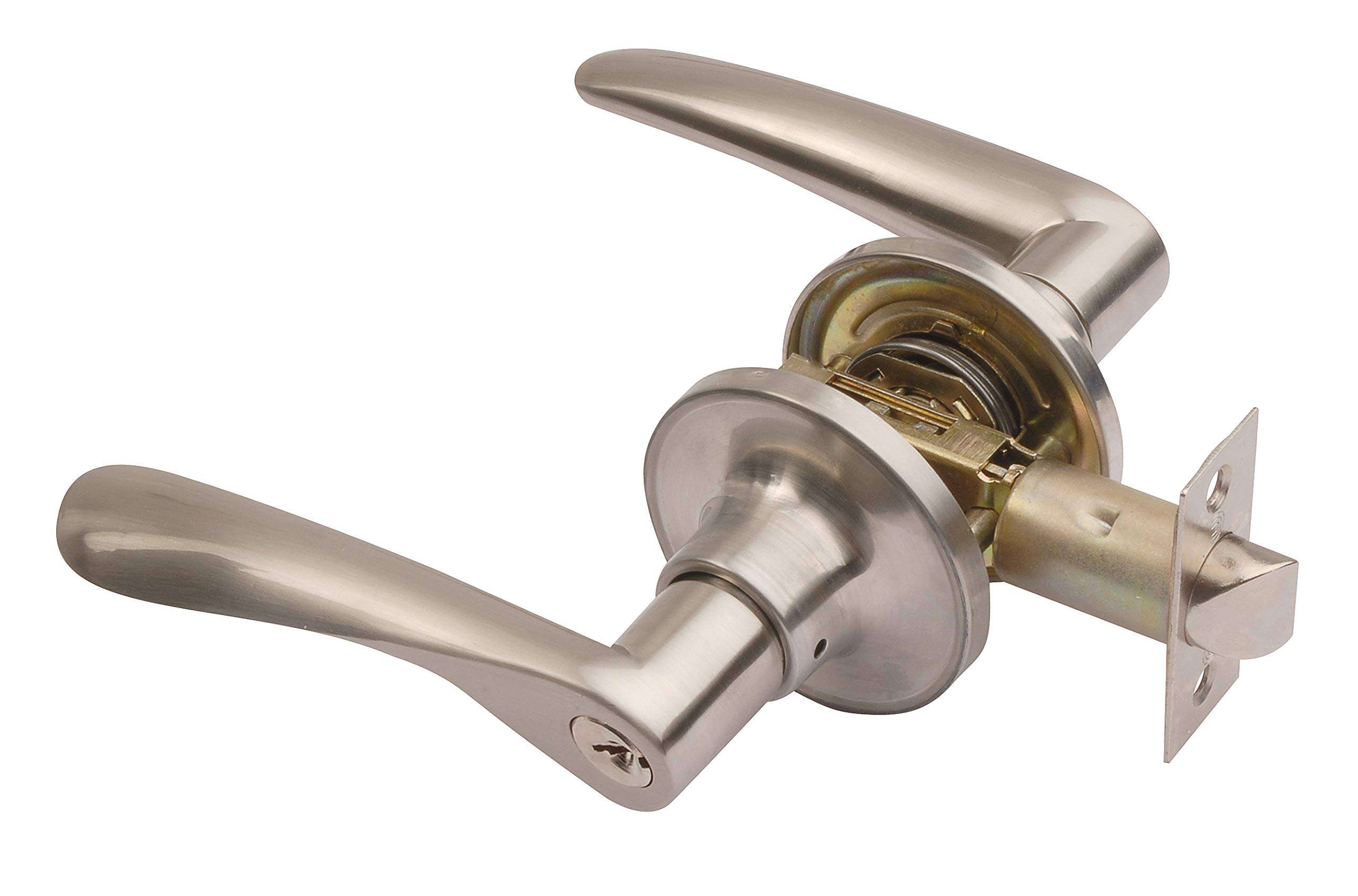 Excel Architectural DP6970 Reversible Entrance Door Handle on Rose Set with Adjustable Latch, Satin Nickel 1