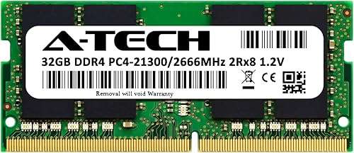 A-Tech 32GB RAM for DELL Precision 7530 Mobile Workstation Laptop| DDR4 2666 SODIMM PC4-21300 1.2V 260-Pin Memory Upgrade Module 2