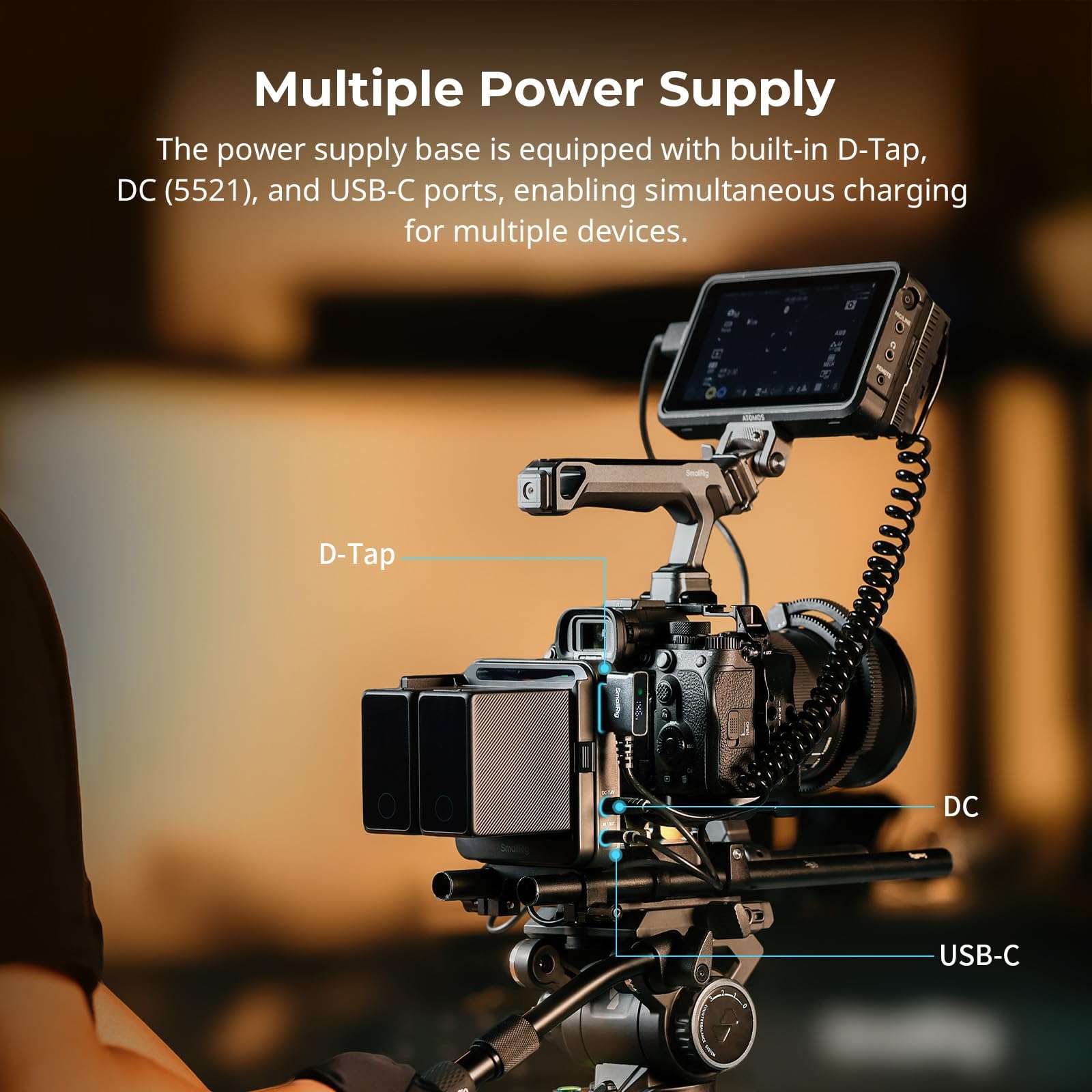 SmallRig Dual NP-F Battery Plate, Power Supply for D-Tap, DC, USB-C Ports, Adapter Mount Plate for NP-F550 / 570/750 / 770/950 / 970 Batteries, Supports UPS - 5536 4