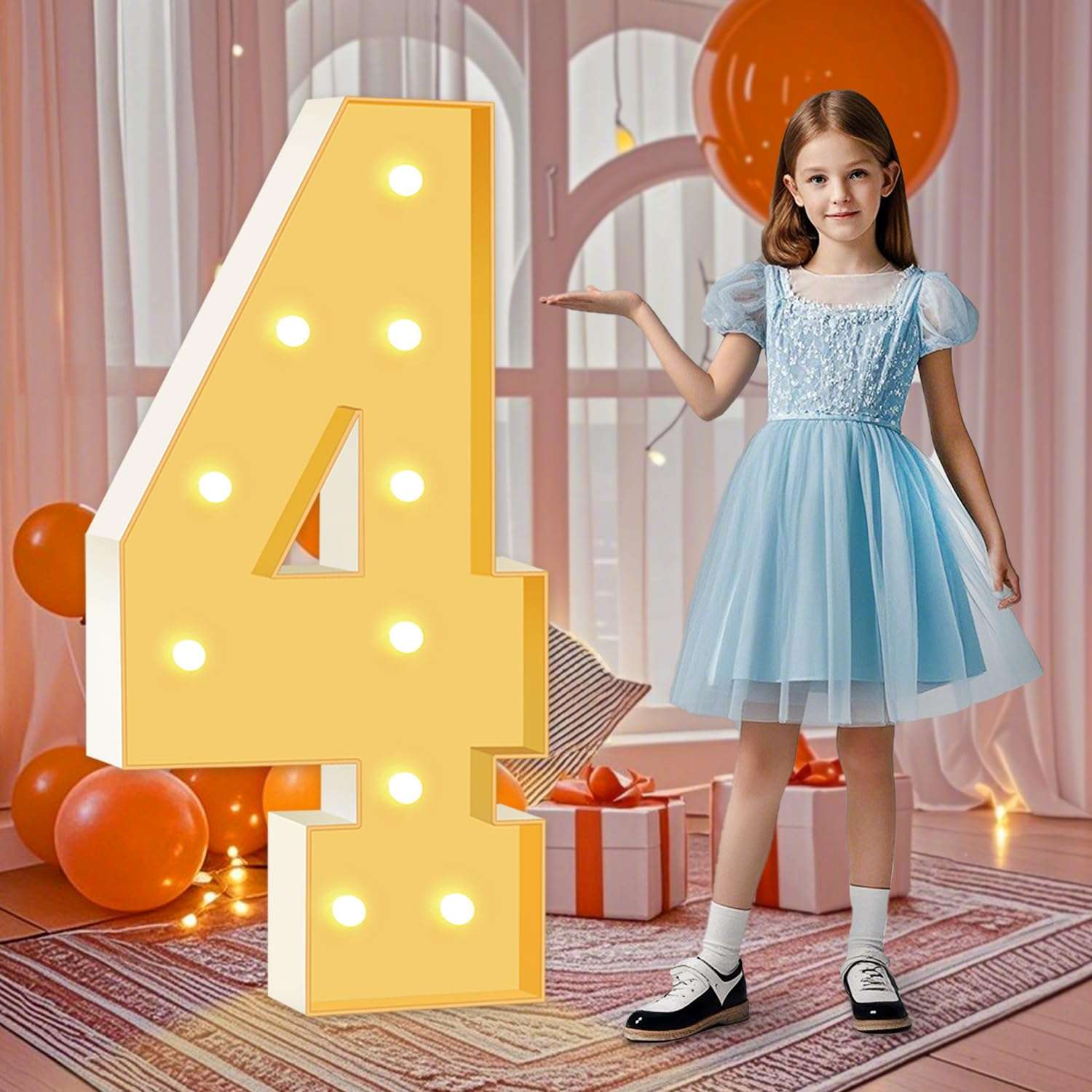 HITINO Marquee Numbers, 4 Feet Tall Light Up Numbers 4, Large Birthday Decorations Party Decor Anniversary Event Graduation Decoration for Boys Girls Teens Men Women 1