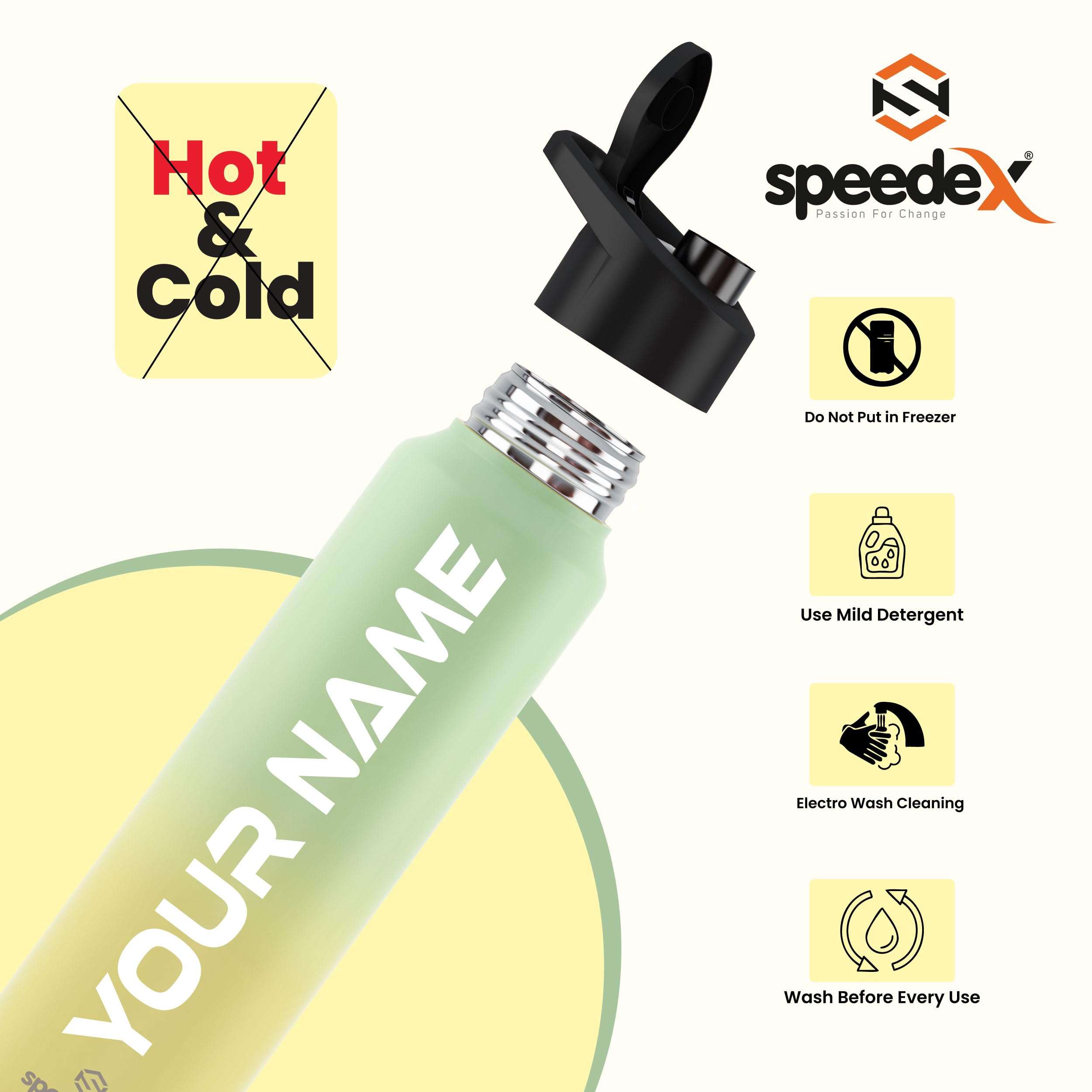 Speedex 1 Litre Customized Water Bottles with Name, Personalized Gifts for Men, Women, Boys, Girls & Kids, Customised Stainless Steel 1 Ltr Bottle for Birthdays, Anniversaries Etc, Grey 4