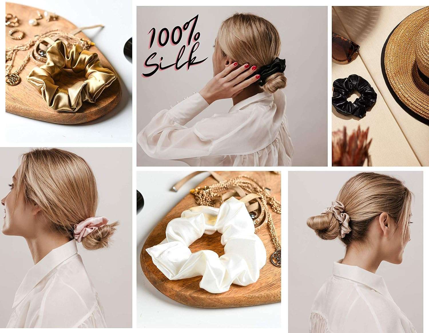 Wazdorf 6 Packs Satin Hair Scrunchies for Women and Girls, Bulk Soft Scrunchy Hair Bands for Hair Accessories, Elastic Hair Bobbles Ponytail Holder for Girl’s Birthday Gift (Multicolor - Pack of 6) 6