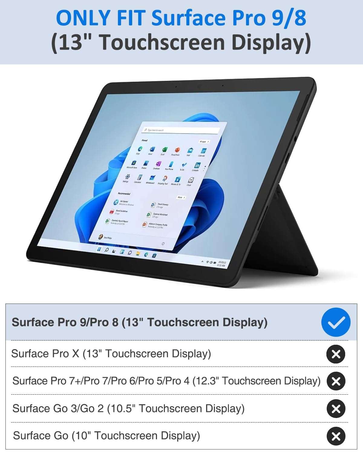 MoKo Tablet Back Skin Stick Decal for Microsoft Surface Pro 9 2022 / Pro 8 2021 Release Tablet - 13 Inch, PU Leather Protective Decal Body Skin Cover for Surface Pro 9/8 13", BlueStarrySky 3