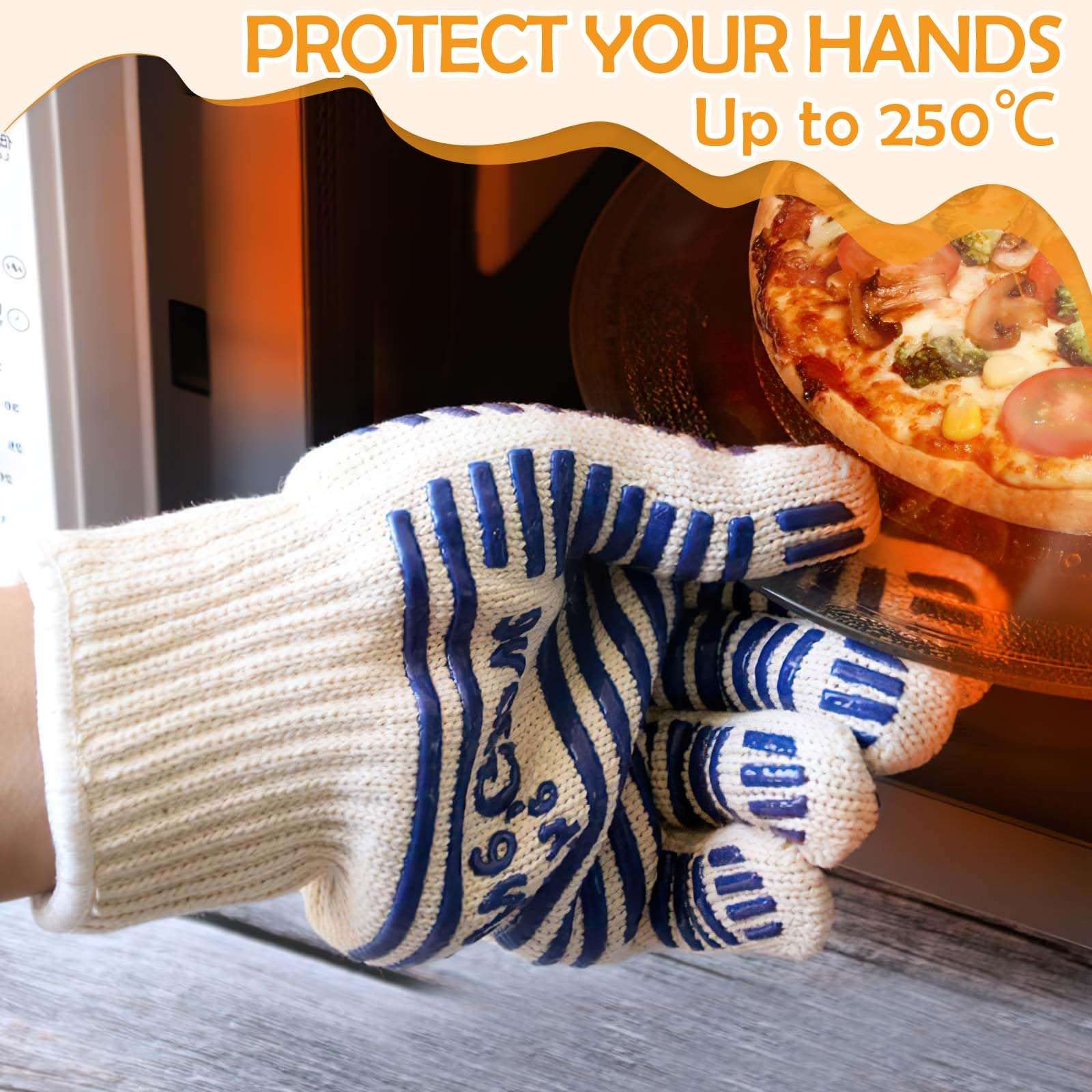 CoolShef Oven Gloves Heat Proof 250℃| Silicone Non-Slip Oven Mitts | Kitchen Gloves for Cooking, Grilling and Baking 5