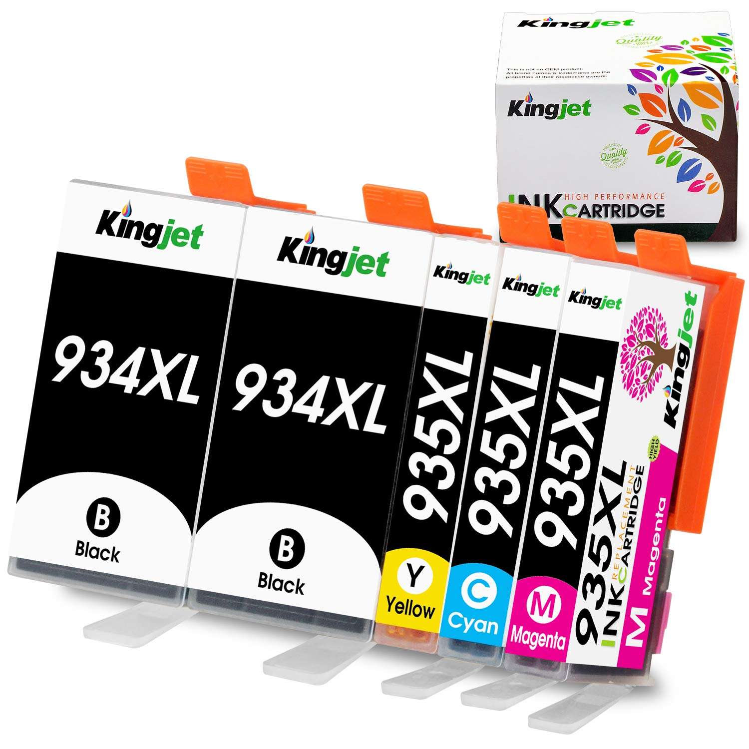 Kingjet Compatible Ink Cartridge Replacement for 934 935, 934XL 935XL Work for Officejet 6220 6812 6815 6820 6822 6825; Officejet Pro 6230 6830 6835 Printers, 5 Pack 1