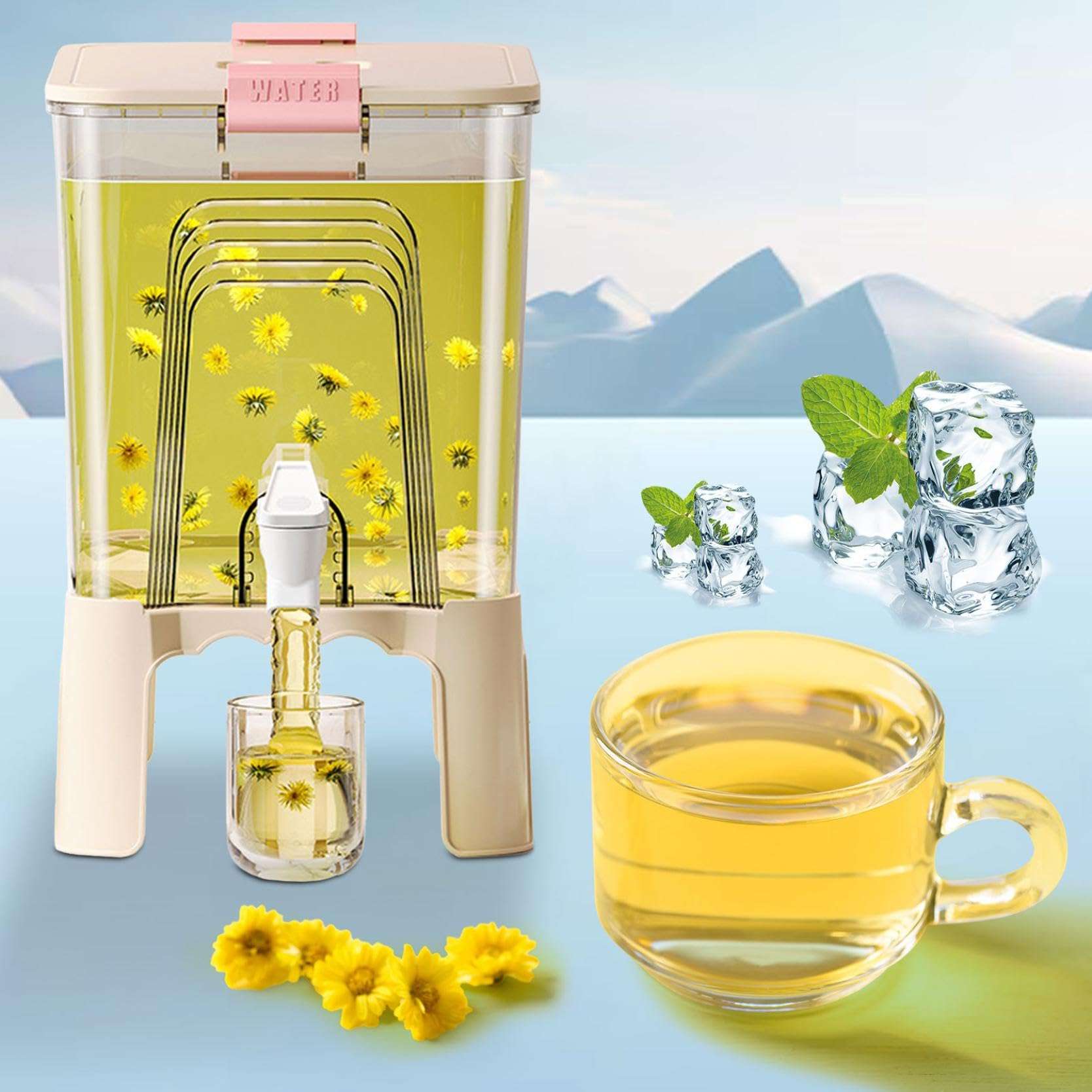 1.7 Gallon Drink Dispensers for Parties with Stand Plastic Beverage Drink Dispenser for Fridge with Spigot and Lid Iced Juice Lemonade Water Container for Home Bar Party Supplies (Single Spigot) 4