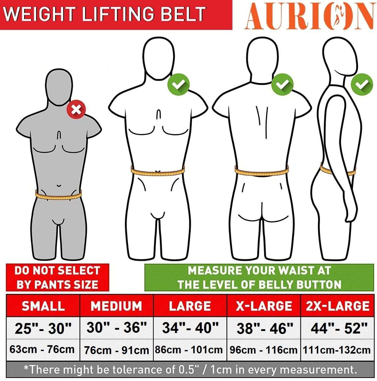 Aurion 4inch Waist Belt Genuine Leather Exercise Weight Lifting Belt For Gym | Deadlift Belt With Buckle | Squat Belt | Man Woman Training Belt | Power Lift Belt | Back Belt For Workout (Large, Black) 3