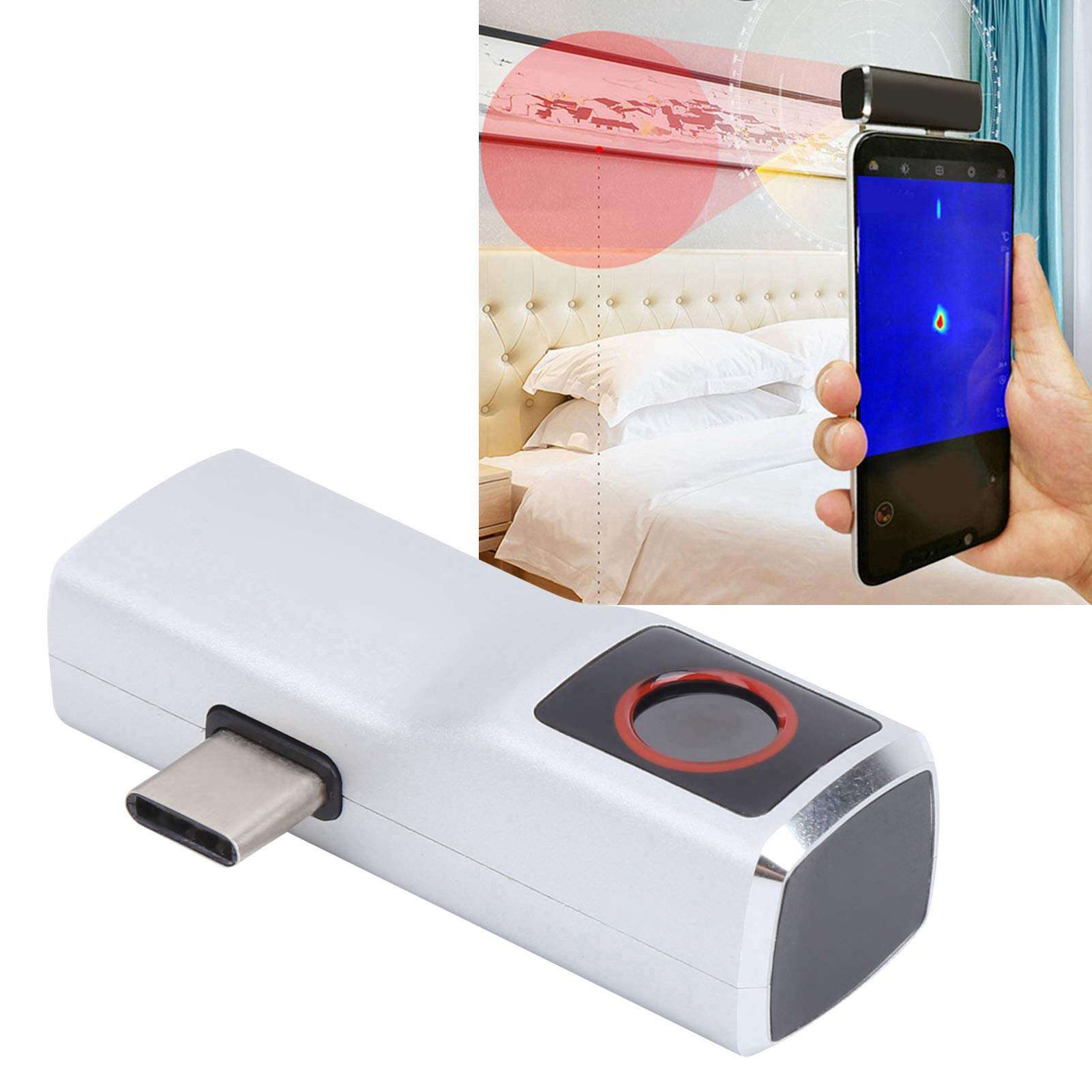 Thermal Imager, Phone Thermal Imaging Camera, Pro Grade Thermal Camera, Thermal Imaging Camera, Type C Portable Floor Heating Thermal Image Instrument(Silver) 4