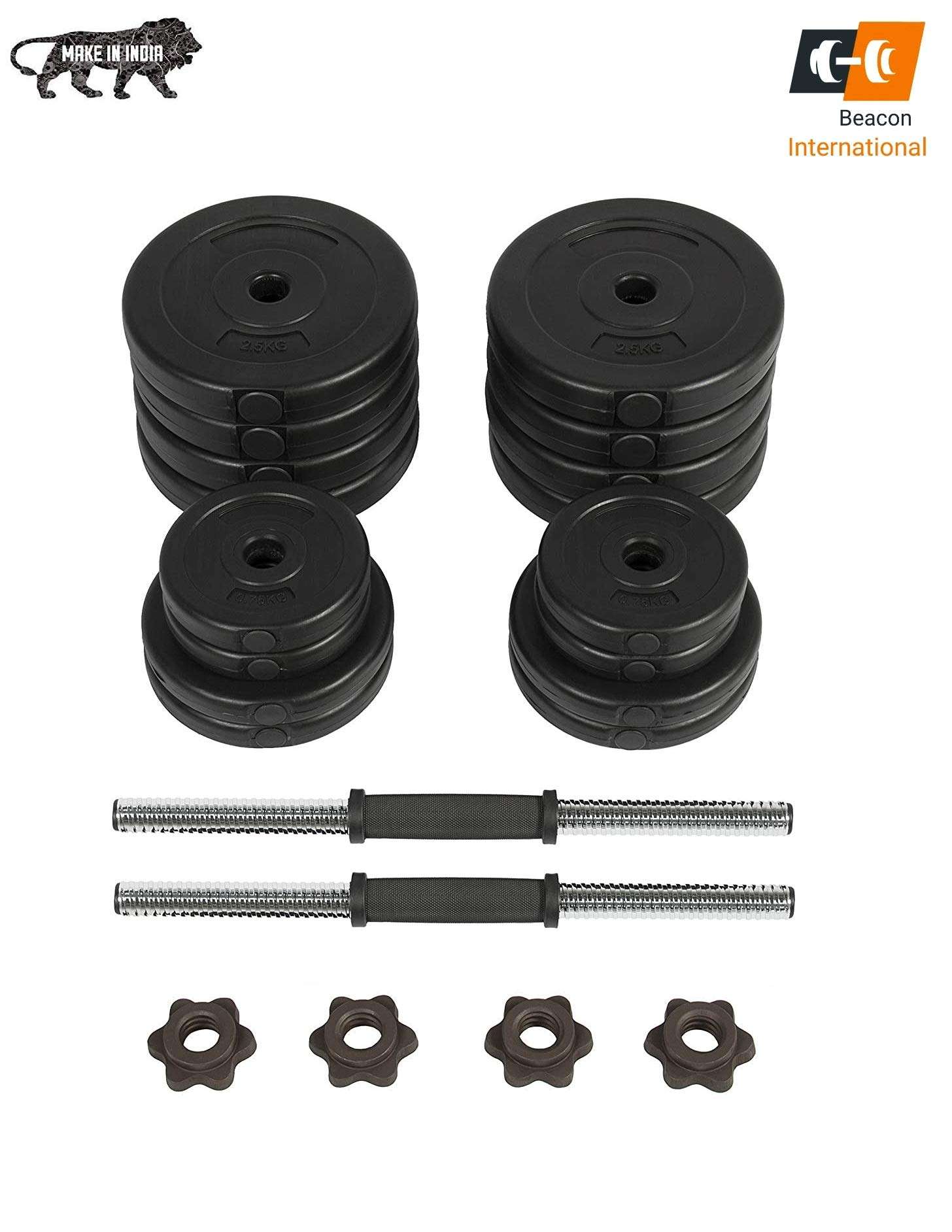 BEACON INTERNATIONAL Home Gym Set, Home Gym Equipment Combo,3 Ft Curl + 5 Ft Plain Rod and 1 Pair Dumbbell Rods, 8 in 1 Gym Bench, Fitness Bench for Men, Gym Accessories (10 KG Gym Set) 6