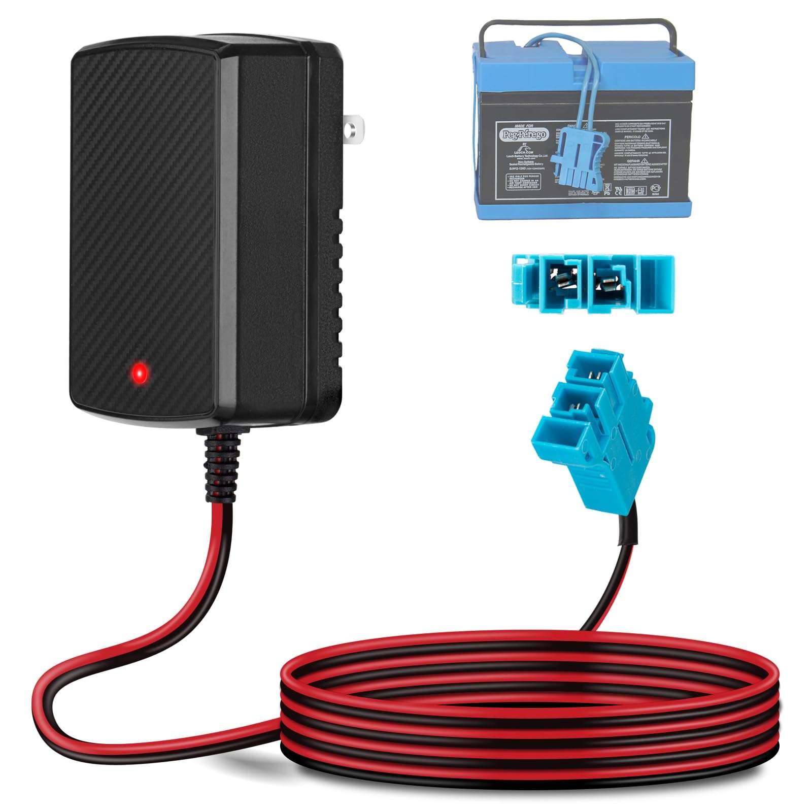 12V Battery Charger for Peg-Perego Johns Deere Ground Force Tractor Gators XUV Polaris Outlaw Citrus RZR 900 Powered 12 Volt Charger for Kids Ride On Electric Car Toys 1