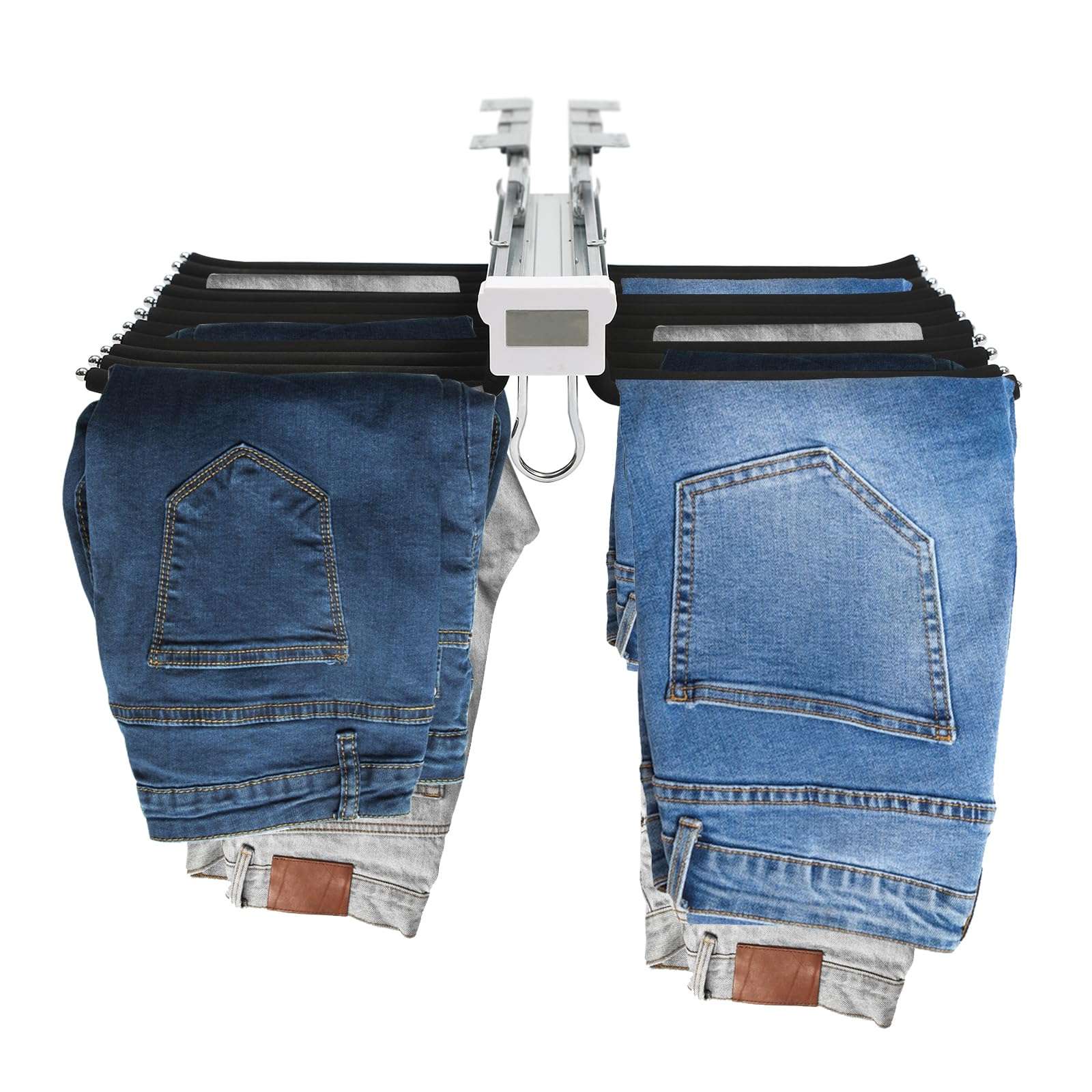 Pull Out Trousers Rack,22 Arms Steel Pull Out Pants Rack,Pants Hanger Bar Clothes Organizers for Closet for Space Saving and Storage Maximum Load 33lbs 23.2 * 18.1 * 3.7inch,Black.