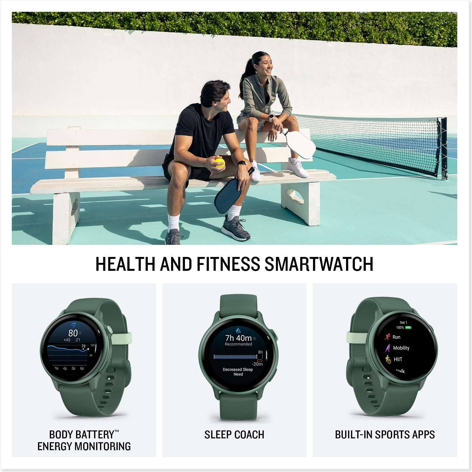 Garmin Vivoactive 6 Smartwatch Metallic Jasper Green with Jasper Green Band Best Fitness GPS Smart-Watch with AMOLED Display, 11-Day Battery, Advanced Activity Tracking Watch Bundle for Men &Women 3