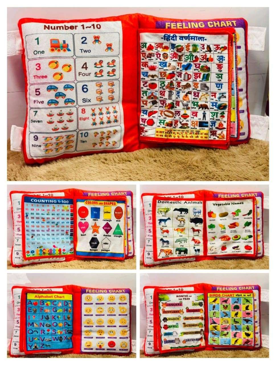 Blenzza Deco™ Kids Learning Cushion Book Cotton Educational Alphabet (Pack of 1 Unicorn Head) 3