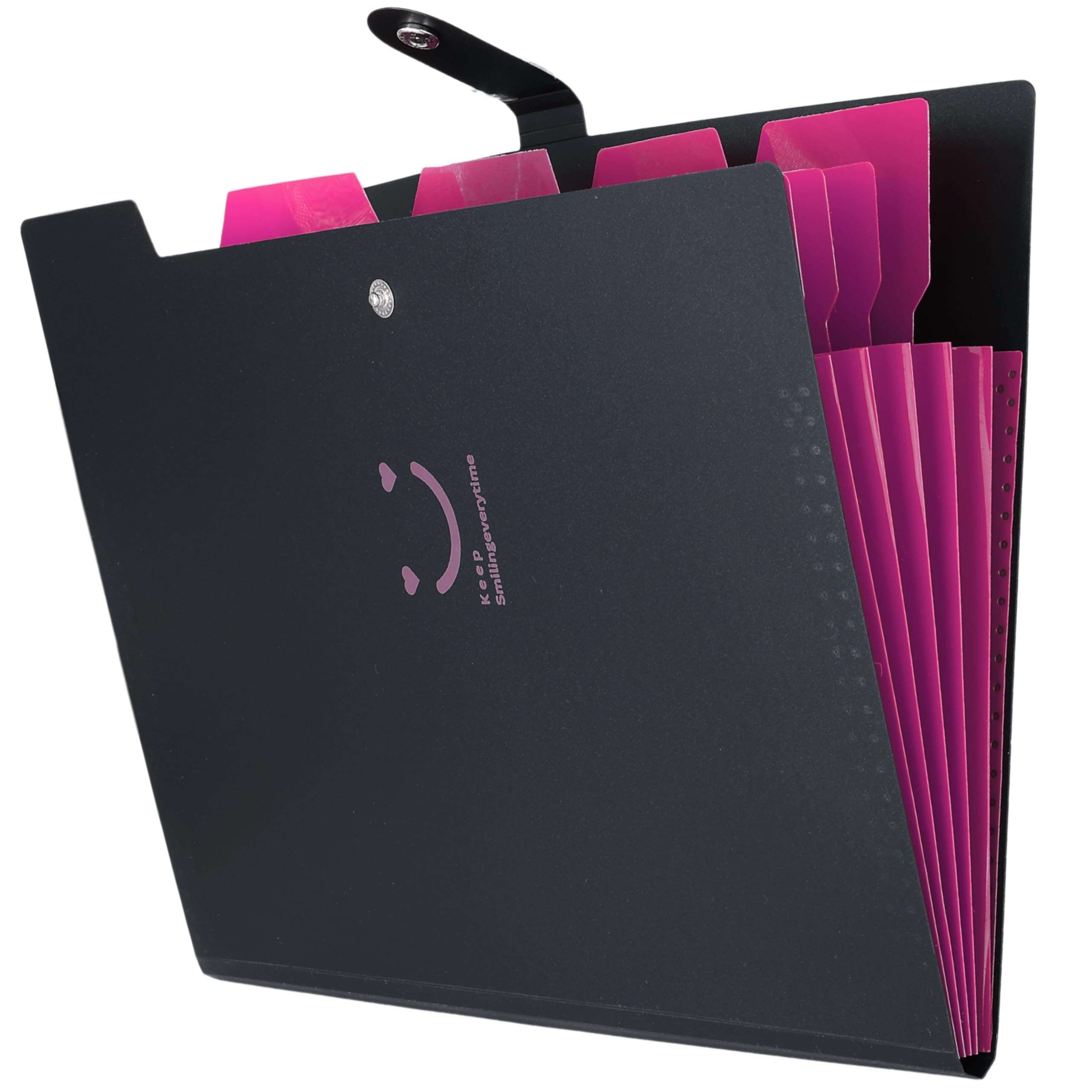 SPS 5 Pocket Expanding File Folder Smile Design - Fits A4 & Letter Size Document Organizer, Accordion File Folders, File Holder for Office, School & Home Use - Pink 5