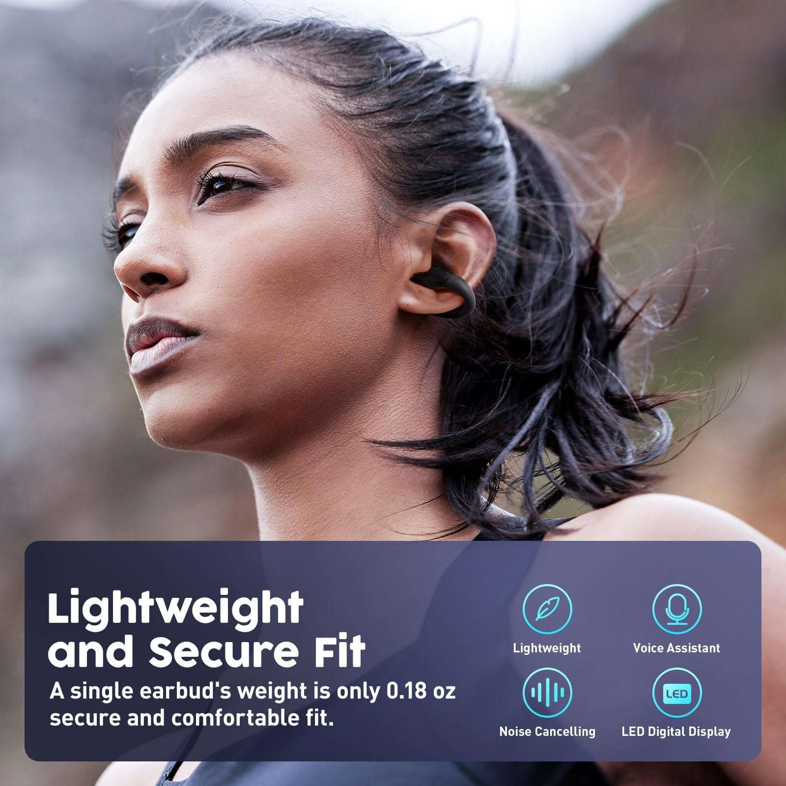 TUTGLOBAL Ear Buds Wireless Bluetooth Earbuds 5.3,Ultra Open Ear Earbuds,Clip on Headphones,Waterproof Sports Earphones Built-in Mic with Charging Case,Extra Armband Phone Holder,Aware of Surroundings 5