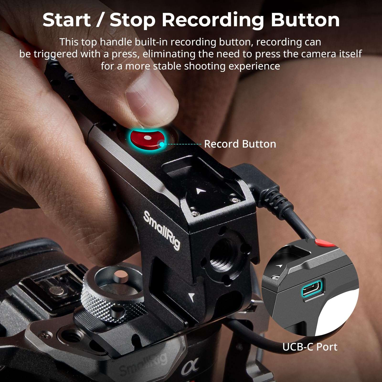 SMALLRIG Top Handle with Record Start/Stop Remote Trigger for ARRI 3/8”-16 Hole, Compatible with Sony A7 III/ FX3/ A6600, for Canon R5II/ R5C, for FUJIFILM X-H2S/ X-T5, for Panasonic S5 II/ GH5 3