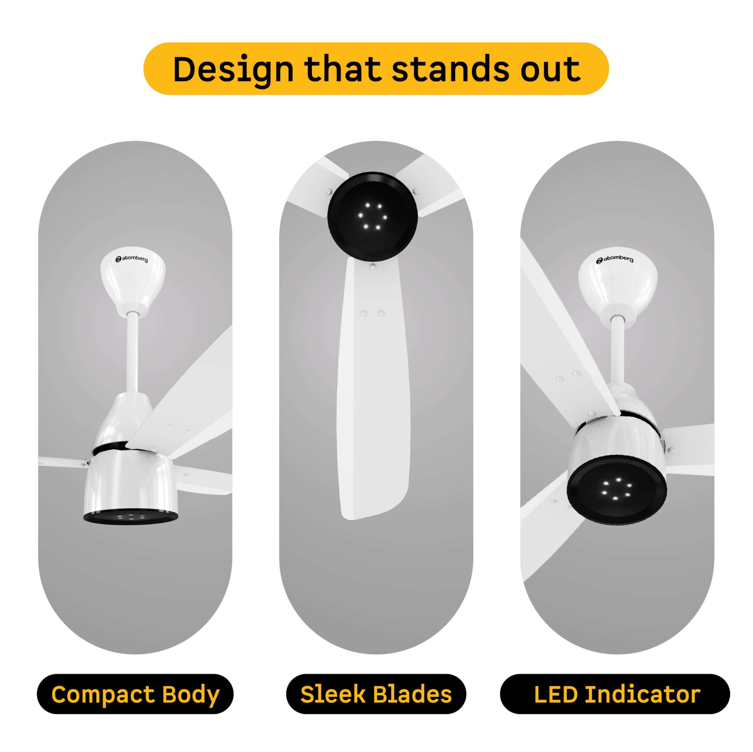 atomberg Renesa Enzel 900mm Newly Launched BLDC Ceiling Fan with Remote | BEE 5 star | High Air Delivery | LED Speed Indicator | Low Noise | Sleek Design | Power Saving | 3 Year Warranty | Gloss White 3