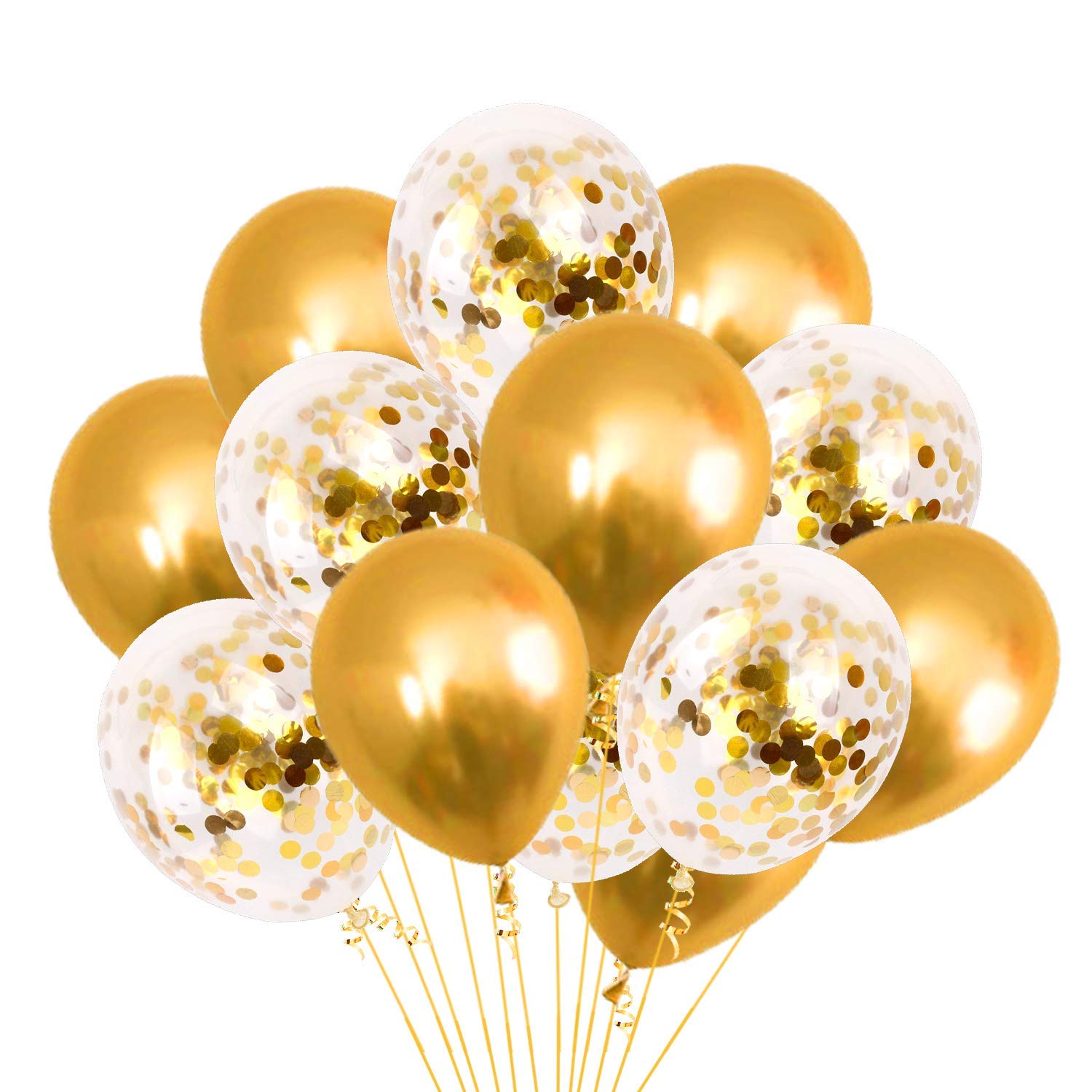 Latex & Confetti Balloons for Birthday Decoration Items for Girls/Balloons for Girl Birthday Party (30, Gold)