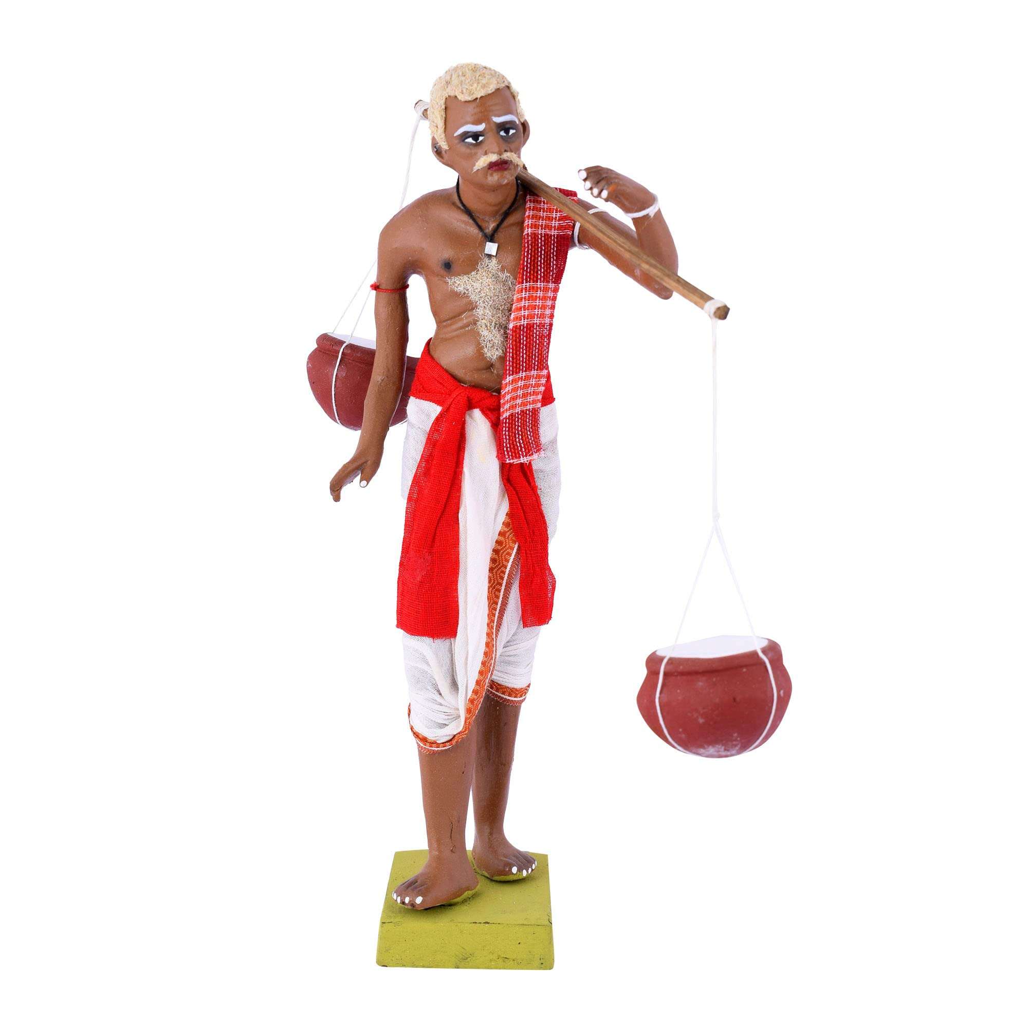 Mere Desh ki Mitti Handmade Clay Old Man Figure Selling Curd Village to Village Figure 11 Inch Gift & Home Décor, Table décor, Traditional Handicraft. 1