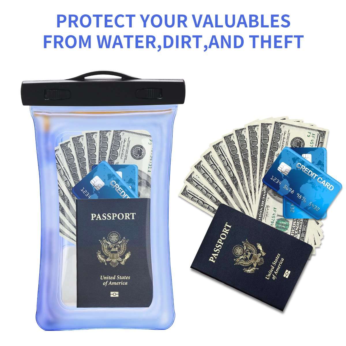 AICase Waterproof Phone Bag, Universal Cellphone Dry case Pouch with Float Function for Apple iPhone X,8,8 Plus,7,7 Plus, Samsung Galaxy S9, S9 Plus,S7, S8 Plus, Note 9 Note 8 up to 6.6"- Light Blue 5