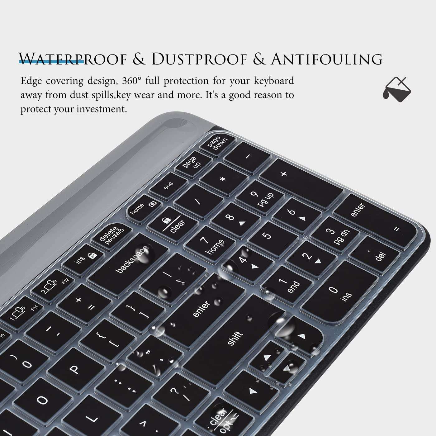 Keyboard Cover Skin for Logitech K580 Multi-Device Slim Wireless Keyboard, Logitech K580 Bluetooth Keyboard Protector - Black 5