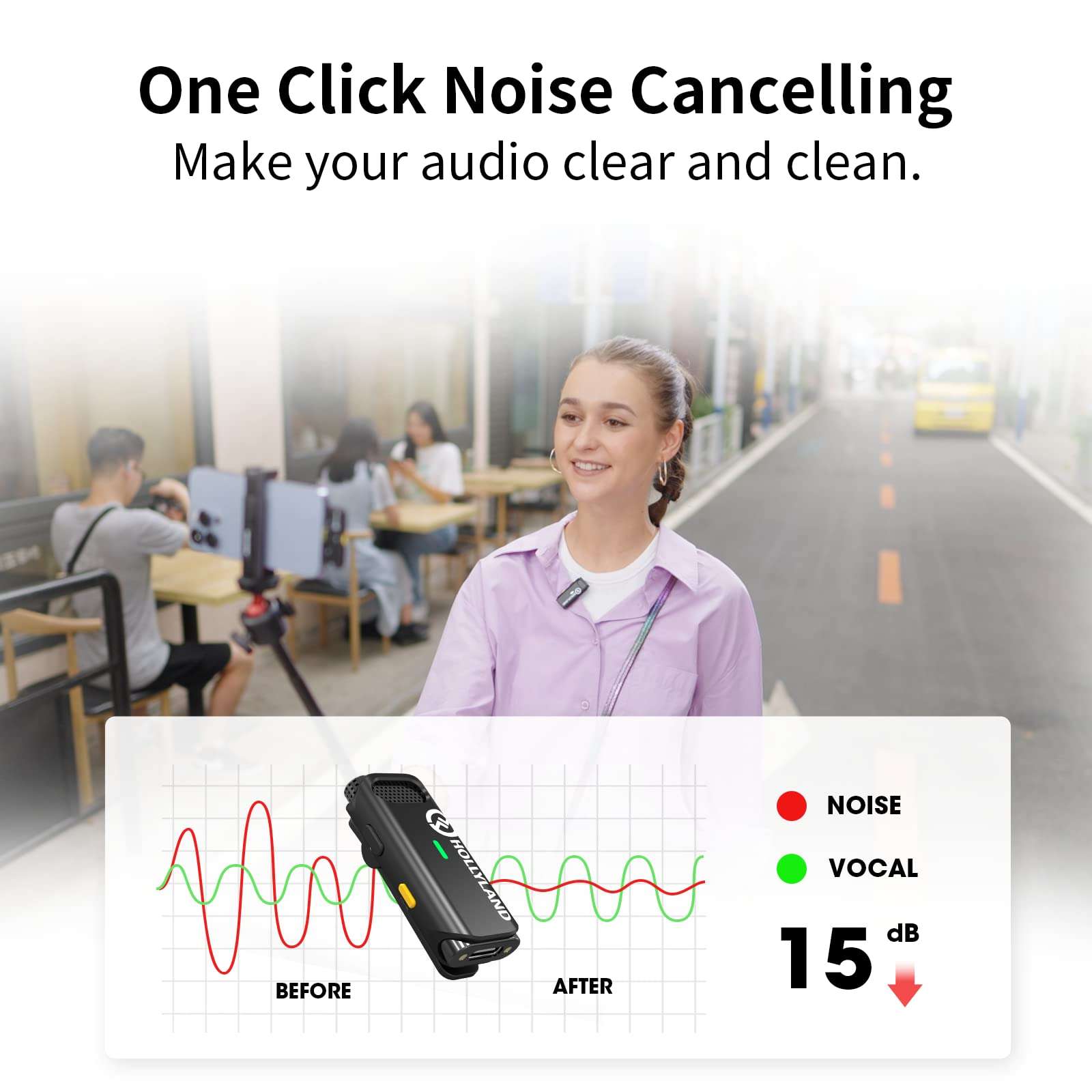 Wireless Lavalier Microphone Hollyland Lark C1 for Smartphone Dual Channel Lapel Microphone with 650 FT Los Transmission Range Noise Cancellation for Youtubers Vlogging Streaming Recording (iOS Solo) 5