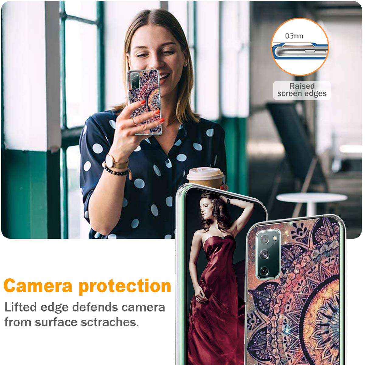 Galaxy S20 FE 5G Case Marble Cover Compatible with Samsung Galaxy S20 FE 5G Case Silicone TPU Gel Bumper Shockproof Case Mandala Pattern Phone Case for Samsung S20 FE 5G Case Women 3