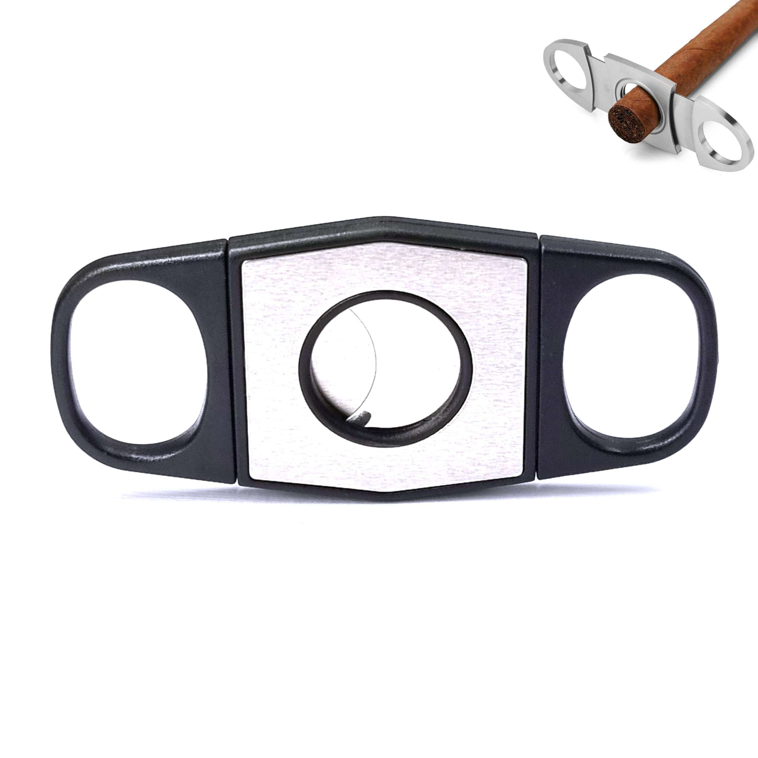 VIOVI Cigar Cutter Stainless Steel Double Blade Guillotine Style for Most Sizes of Cigar (Silver)