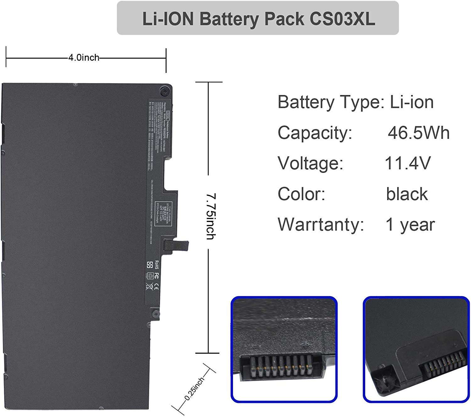 CS03XL Laptop Battery Compatible with HP EliteBook 840 G3 848 G3 850 G3 755 G3 745 G3 EliteBook 840 G4 848 G4 850 G4 755 G4 745 G4 ZBook 15u G3 G4 mt42 mt43 Series 800231-1C1 800513-001 2