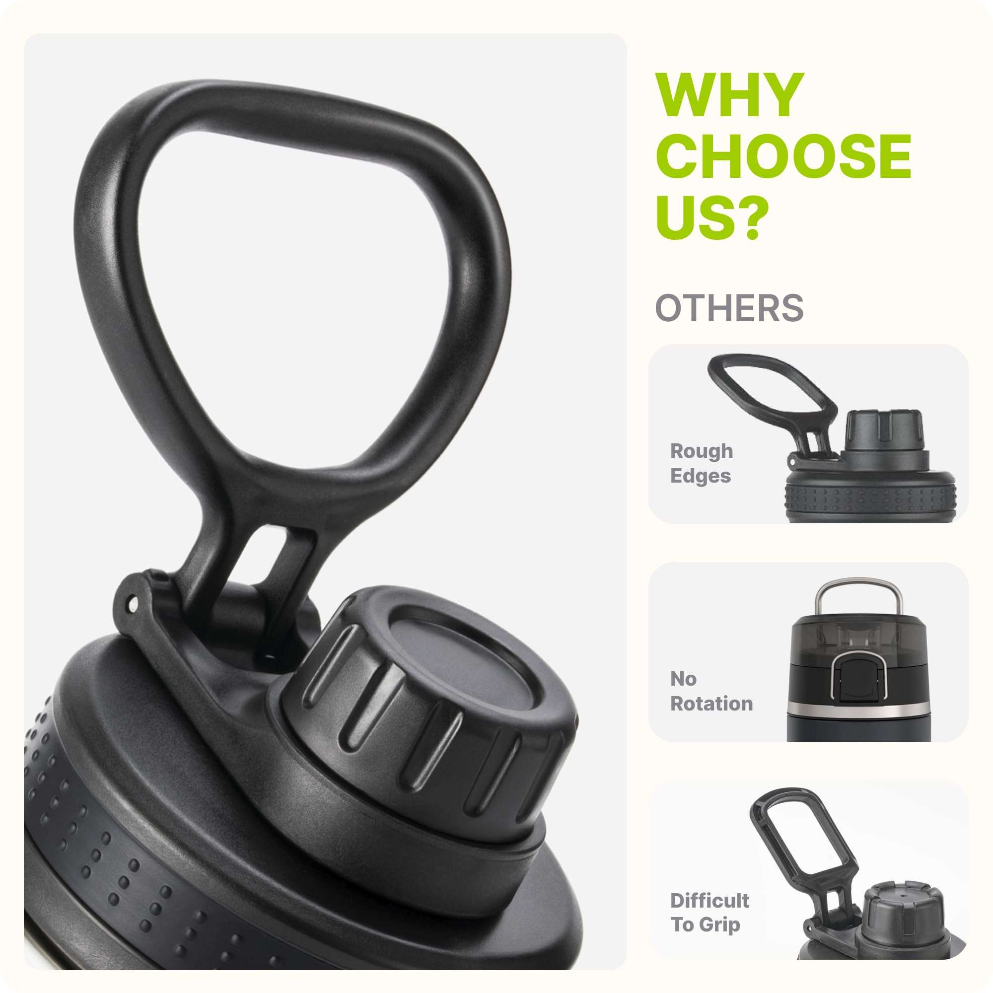 Mollcity Insulated Water Bottle 2 Pack-16 oz Stainless Steel Vacuum Sports Water Bottle Wide Mouth Flask with Leakproof Spout Lid (Navy-Grass Green) 5