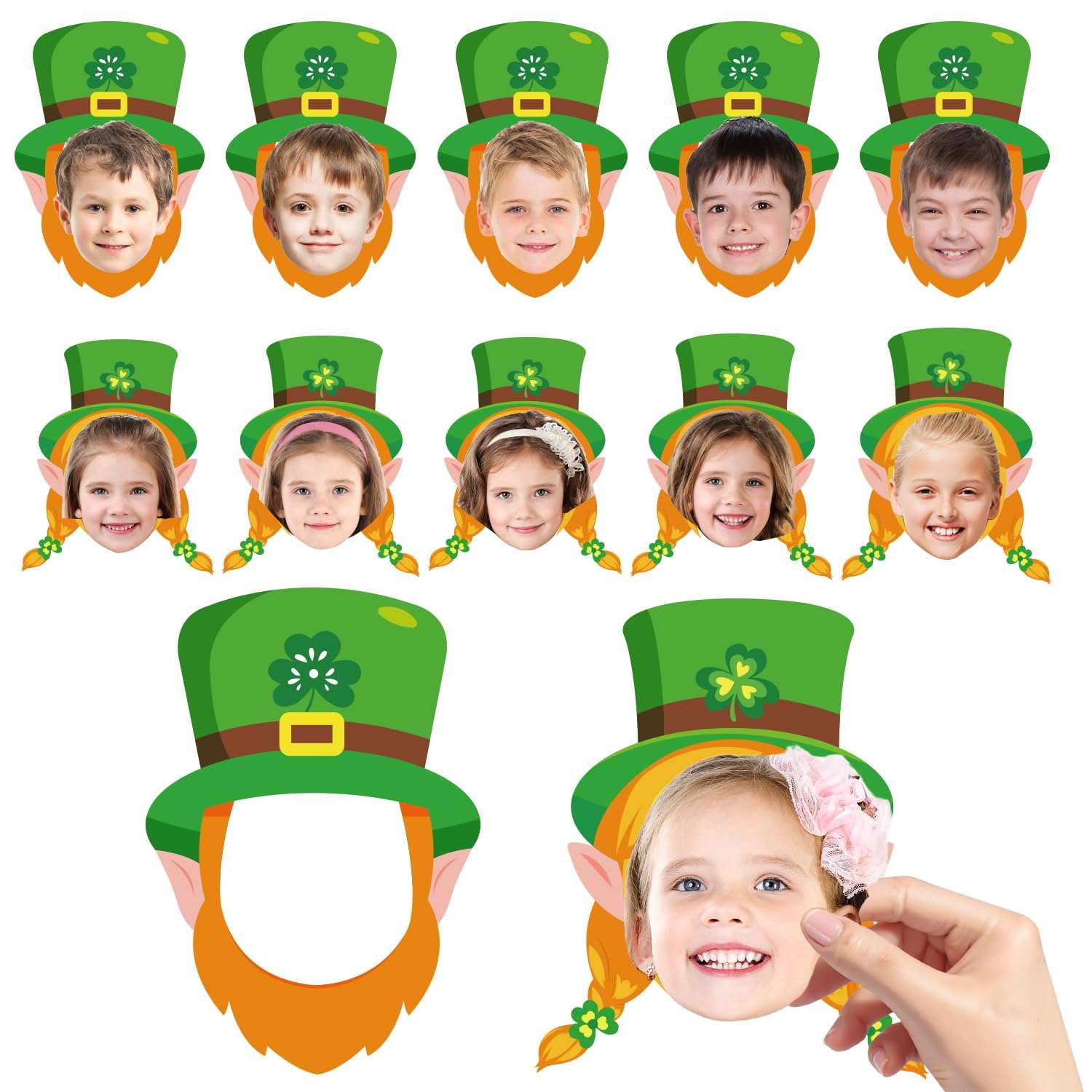 St. Patrick's Day Bulletin Board Decorations, 50Pcs Leprechaun Cutouts Decorations Hat and Beard with 100Pcs Glue Points Bulletin Board Decor for DIY Craft Classroom Home Shamrock Party Decoration 4