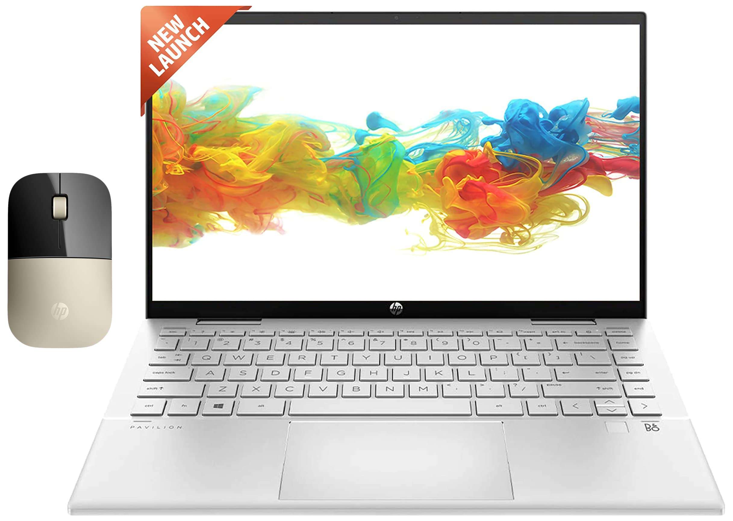 HP Pavilion x360 11th Gen Intel Core i5 14 inch(35.6 cm) FHD Multitouch 2-in-1 & Z3700 Wireless Optical Mouse with USB Receiver and 2.4GHz Wireless Connection/ 1200DPI / 16 Months Long Battery Life 1