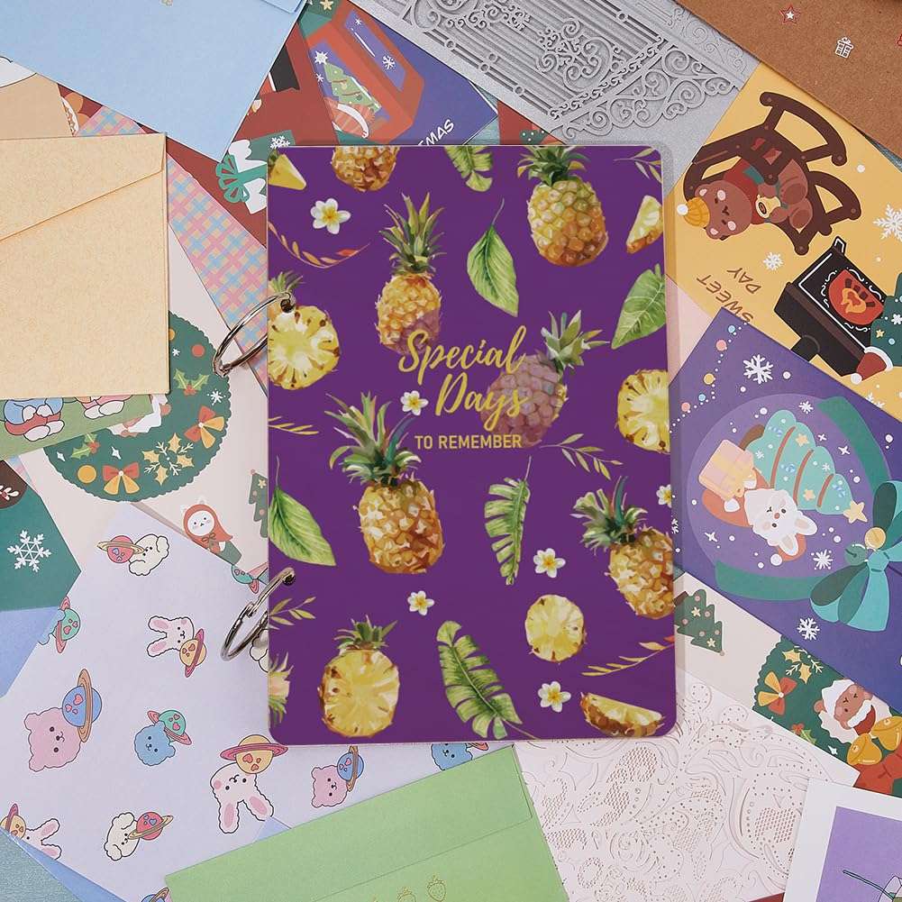 SUPERDANT Special Day to Remember Greeting Card Holder Organizer Wooden Card Keeper Binder Planning Book Pineapples Birthday Cards Keeper Photo Album Cover Wedding Planner Journal Keepsake Gift 6
