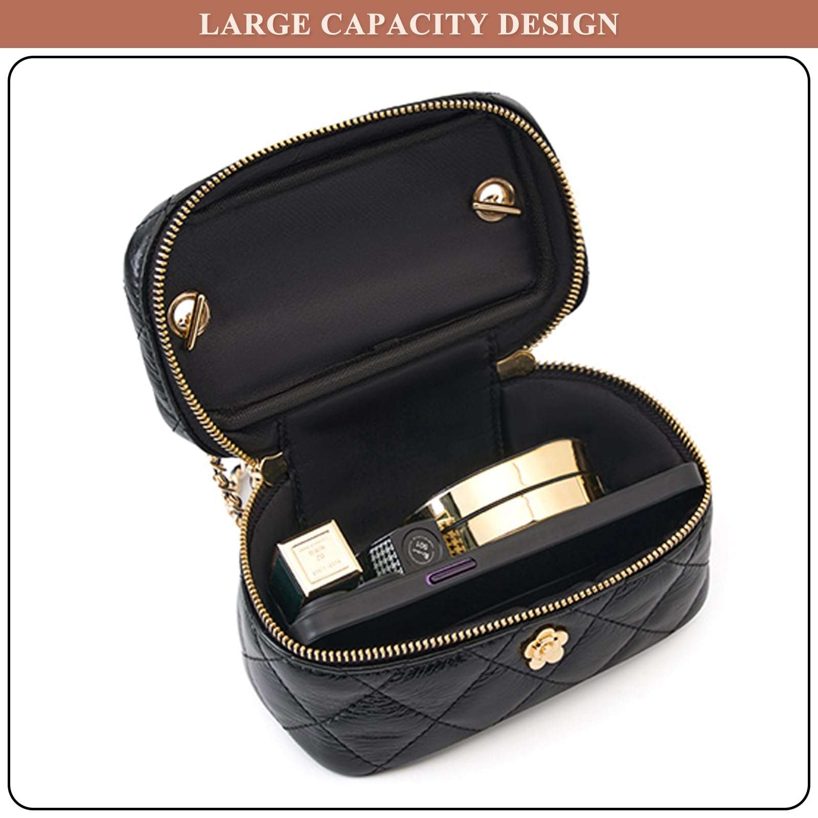 LANGSER Women Genuine Leather Satchel Classic Quilted Design Adjustable Chain Handbag Ladies Fashion Dinner Party Shoulder Bag 5