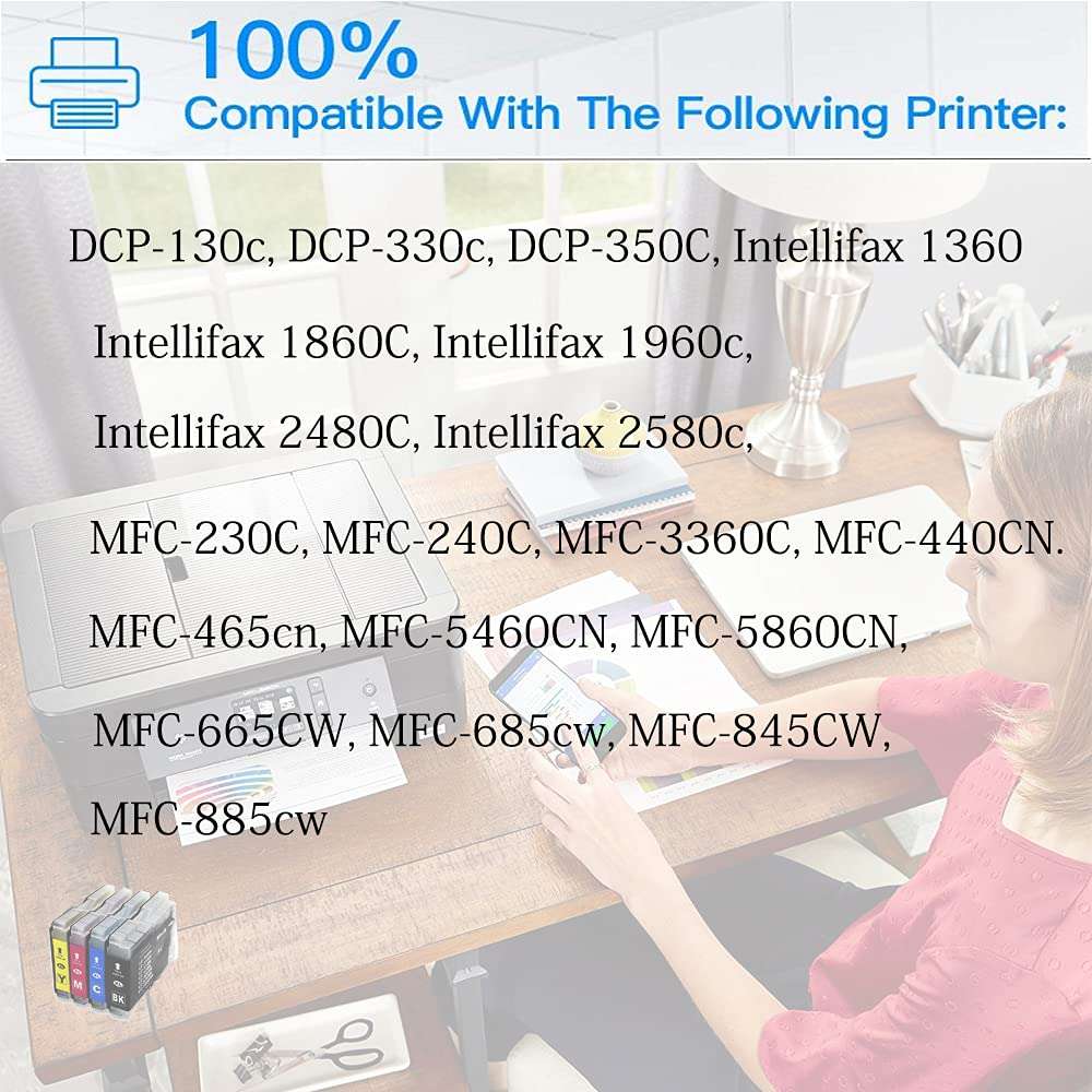 12-Pack Compatible Ink Cartridges for Brother LC51 MFC 230C 240C 350C 440CN 465CN 3360C 5460CN 5860CN 665CW 685CW 845CW 885CW 2