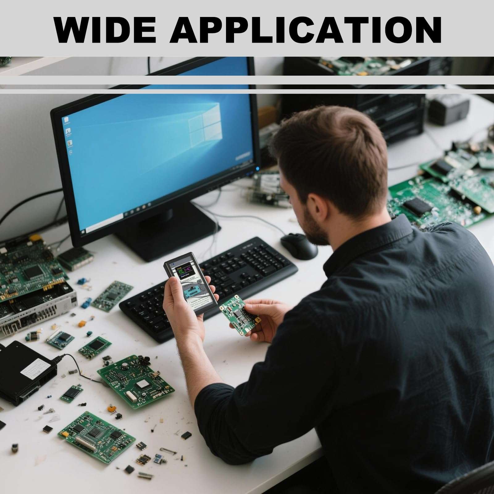 DROK Transistor Tester LCR Meter, Mosfet Transistor Capacitor Tester, Mega328 NPN PNP Transistor Diode Resistor Inductor Capacitance MOS SCR ESR Meter Automatic Checker Detector 6