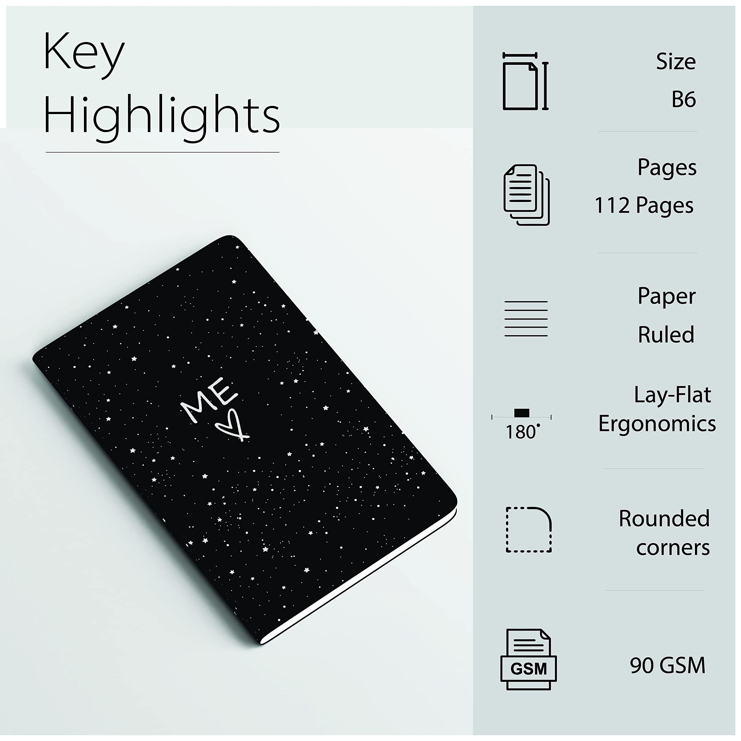 Factor Notes Notebook: 90 GSM, B6, Ruled, 112 Pages Journal Diary (Me) 4